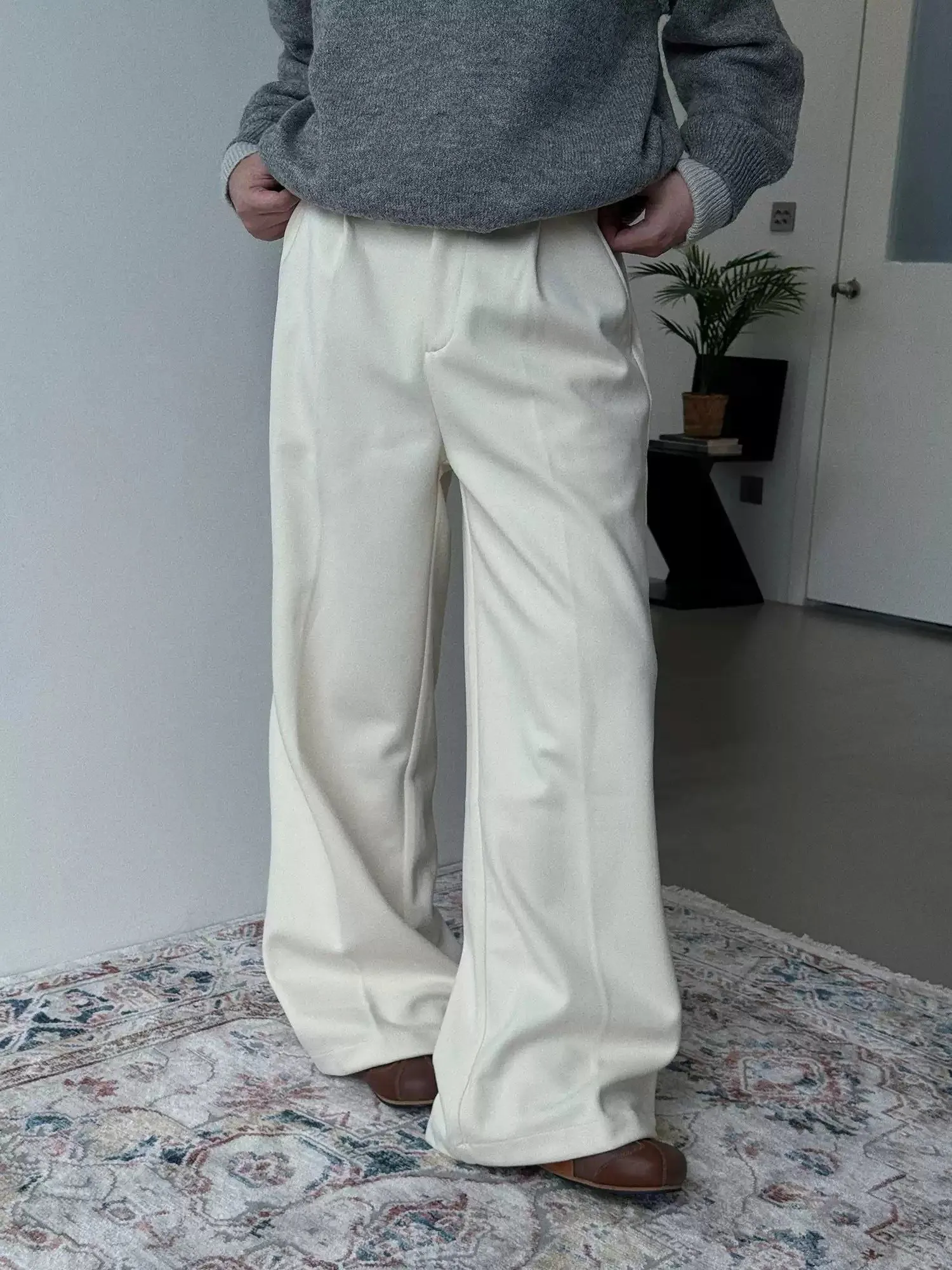 Nine Pleated Straight Trousers