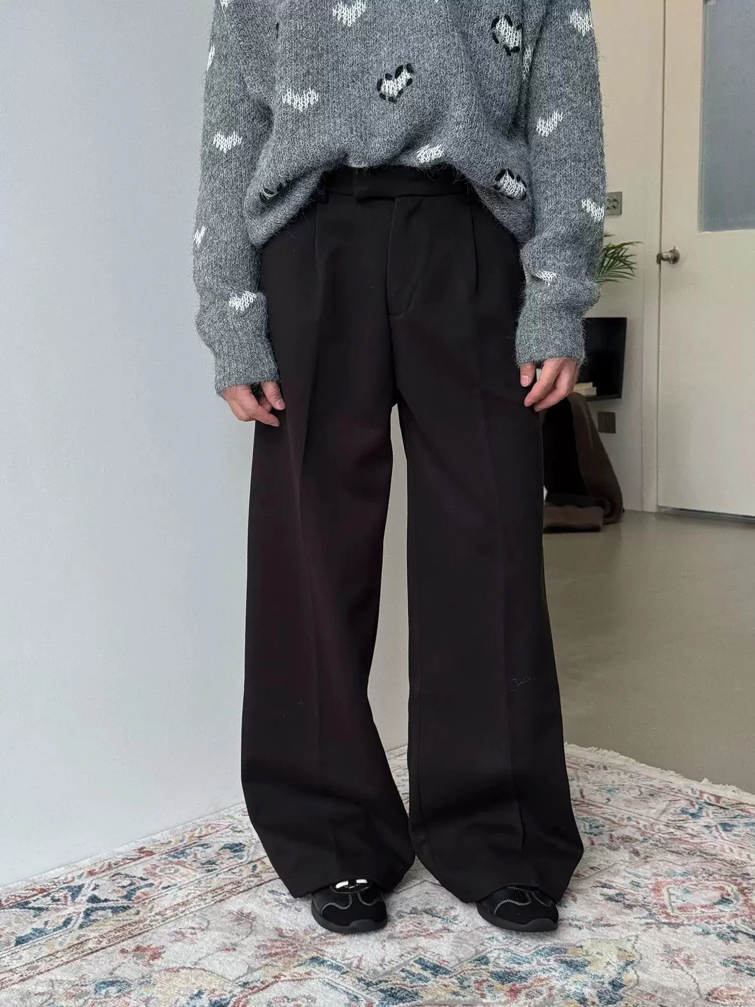 Nine Pleated Straight Trousers