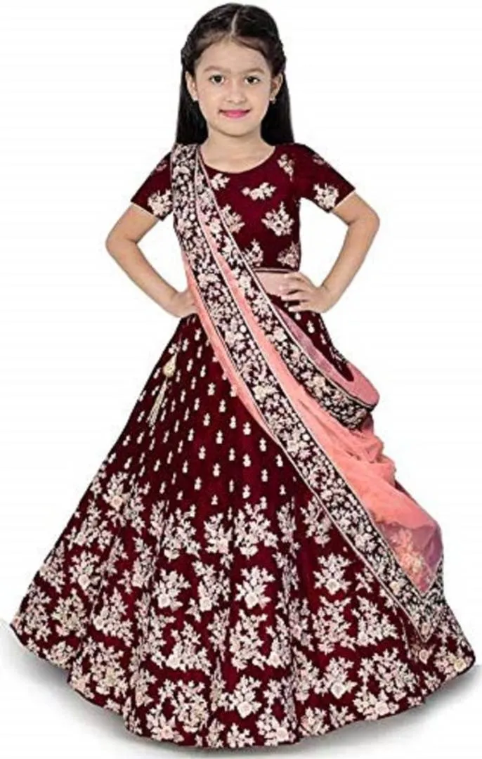 NIVUDI Girl's Tafetta  Semi-Stitched girl's Lehenga Choli for 3-13 Year Girls