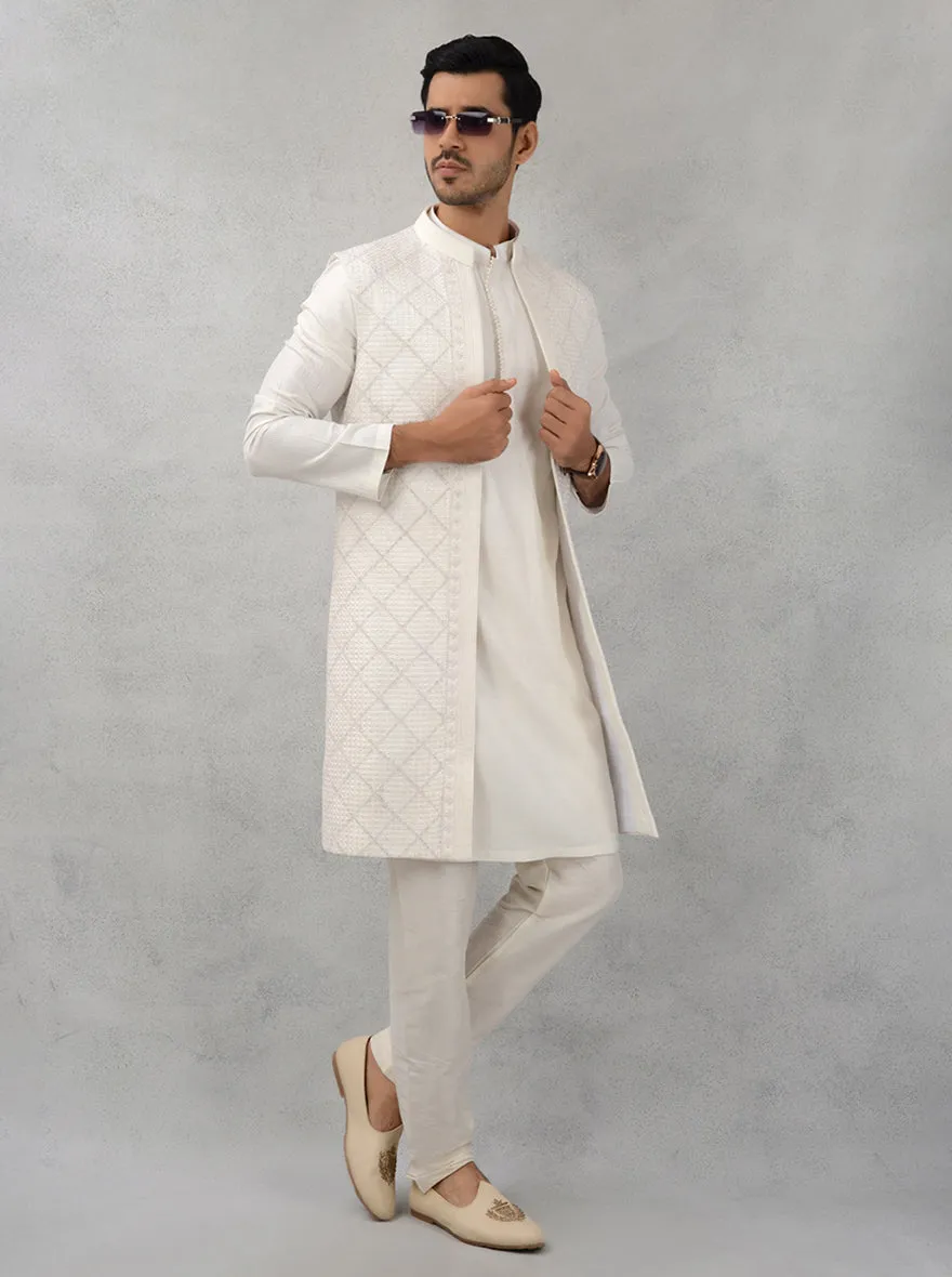 Off White  Kurta Set with Koti | TULA