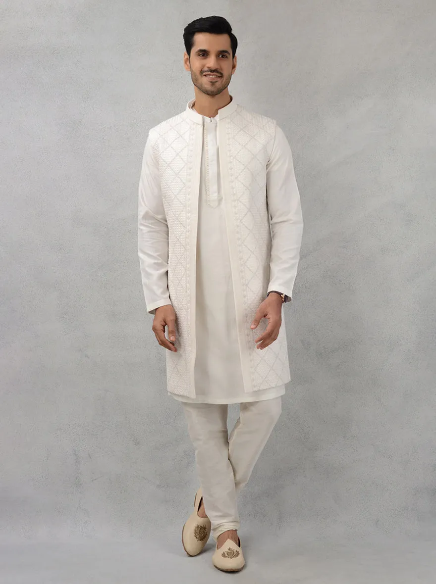 Off White  Kurta Set with Koti | TULA