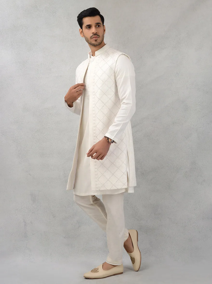 Off White  Kurta Set with Koti | TULA