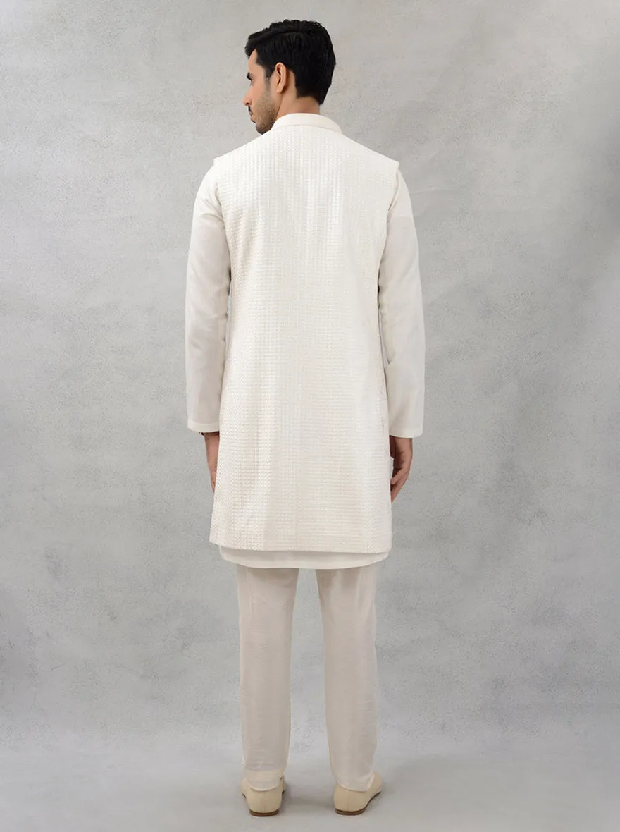 Off White  Kurta Set with Koti | TULA