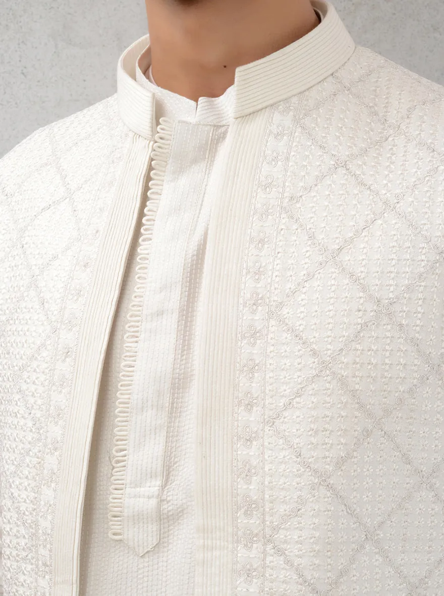 Off White  Kurta Set with Koti | TULA