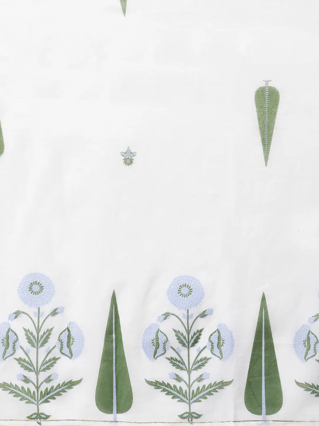 Off White Pure Cotton Printed Kurta Palazzo Set With Dupatta