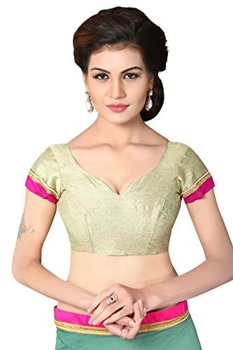 Oomph! Women's Georgette Saree (rbdp_ms2795b_Pistachio Green &amp; Salmon &amp; Dandelion Yellow_Free Size)