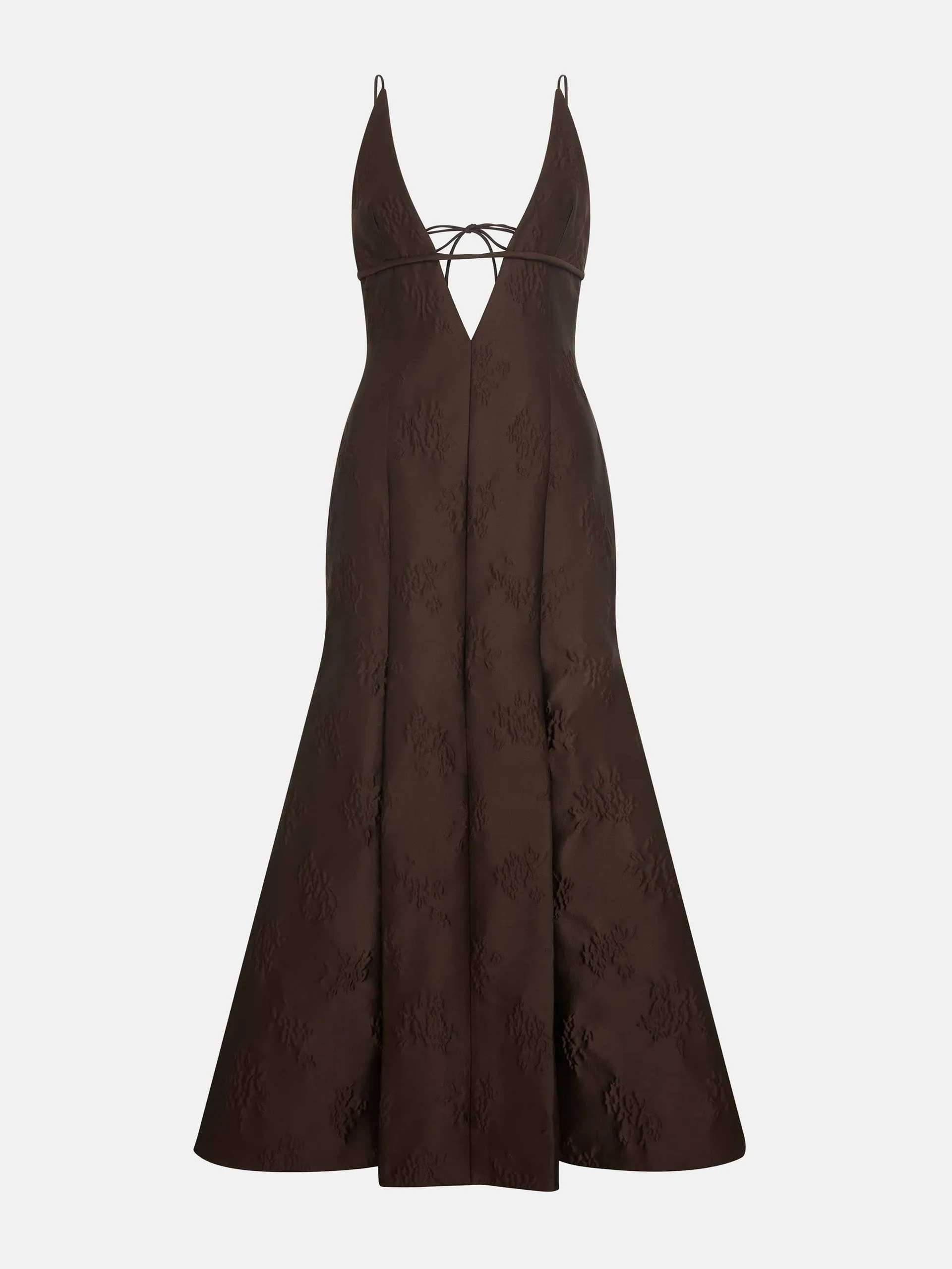 Opal dress in brown floral jacquard