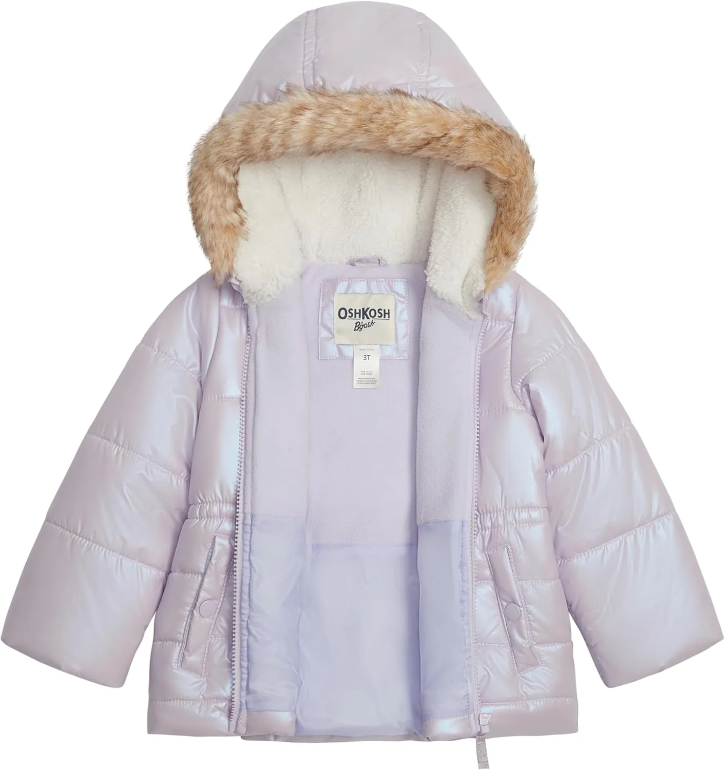 OSHKOSH B'GOSH Girls' Warm Winter Parka Coat with Faux Fur Sherpa-Lined Hood