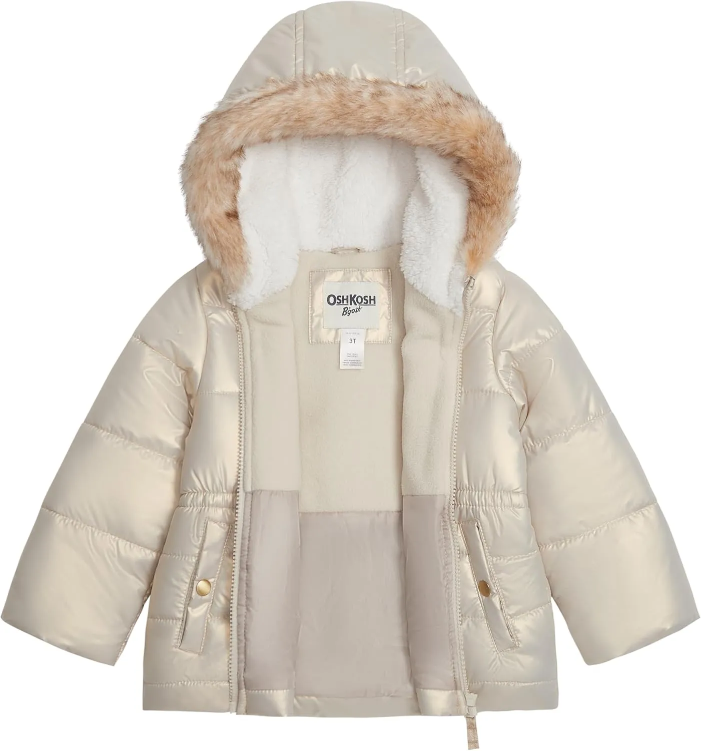 OSHKOSH B'GOSH Girls' Warm Winter Parka Coat with Faux Fur Sherpa-Lined Hood