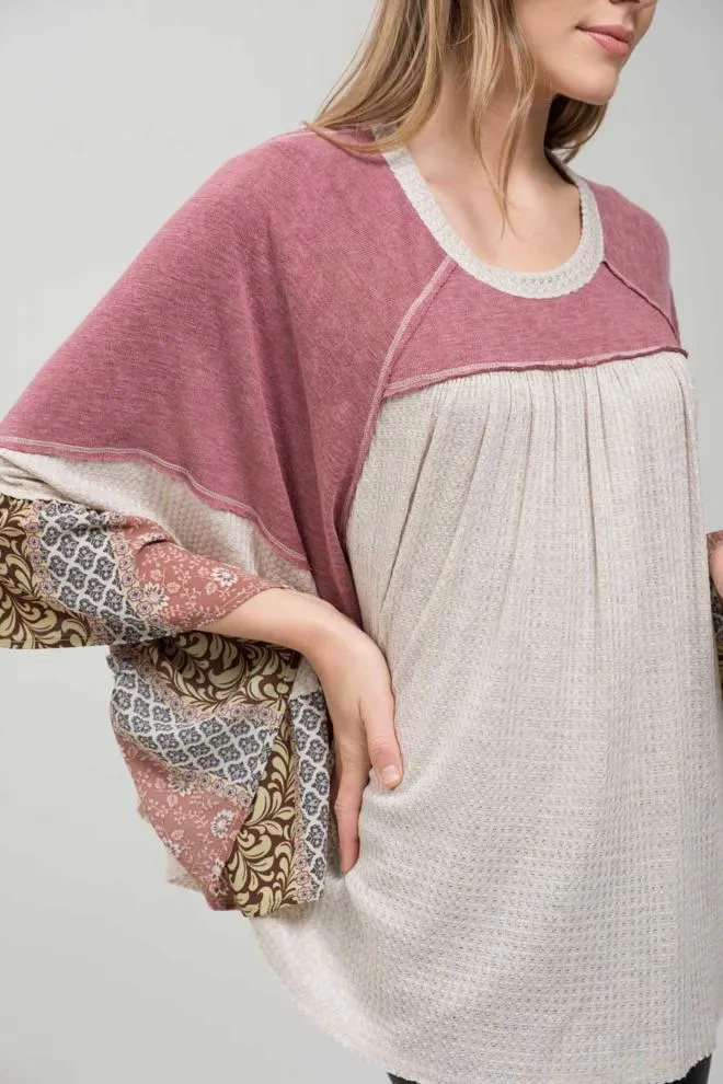 Patchwork Sleeve Blouse