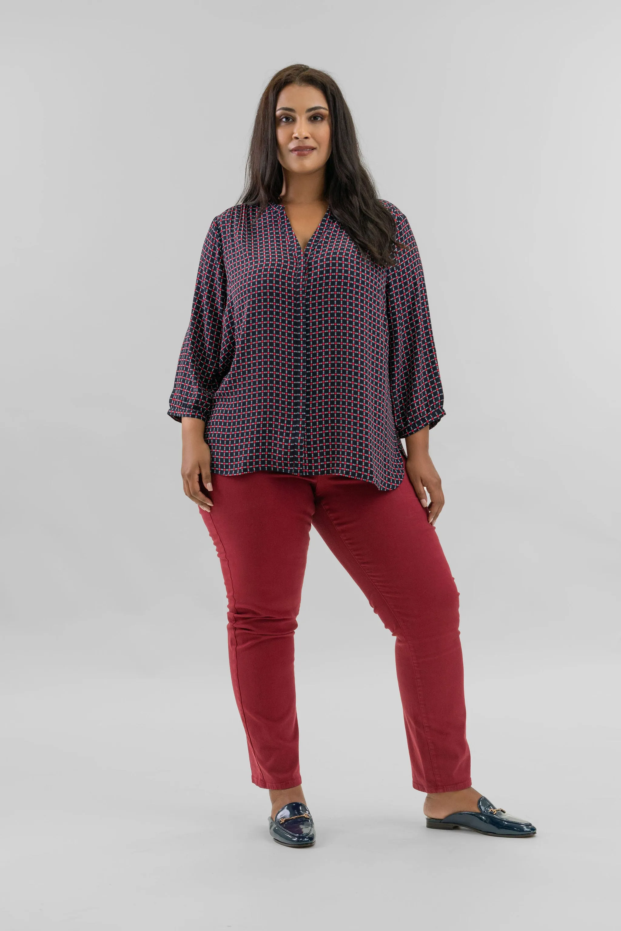 PINTUCK BLOUSE- Starlet Geo