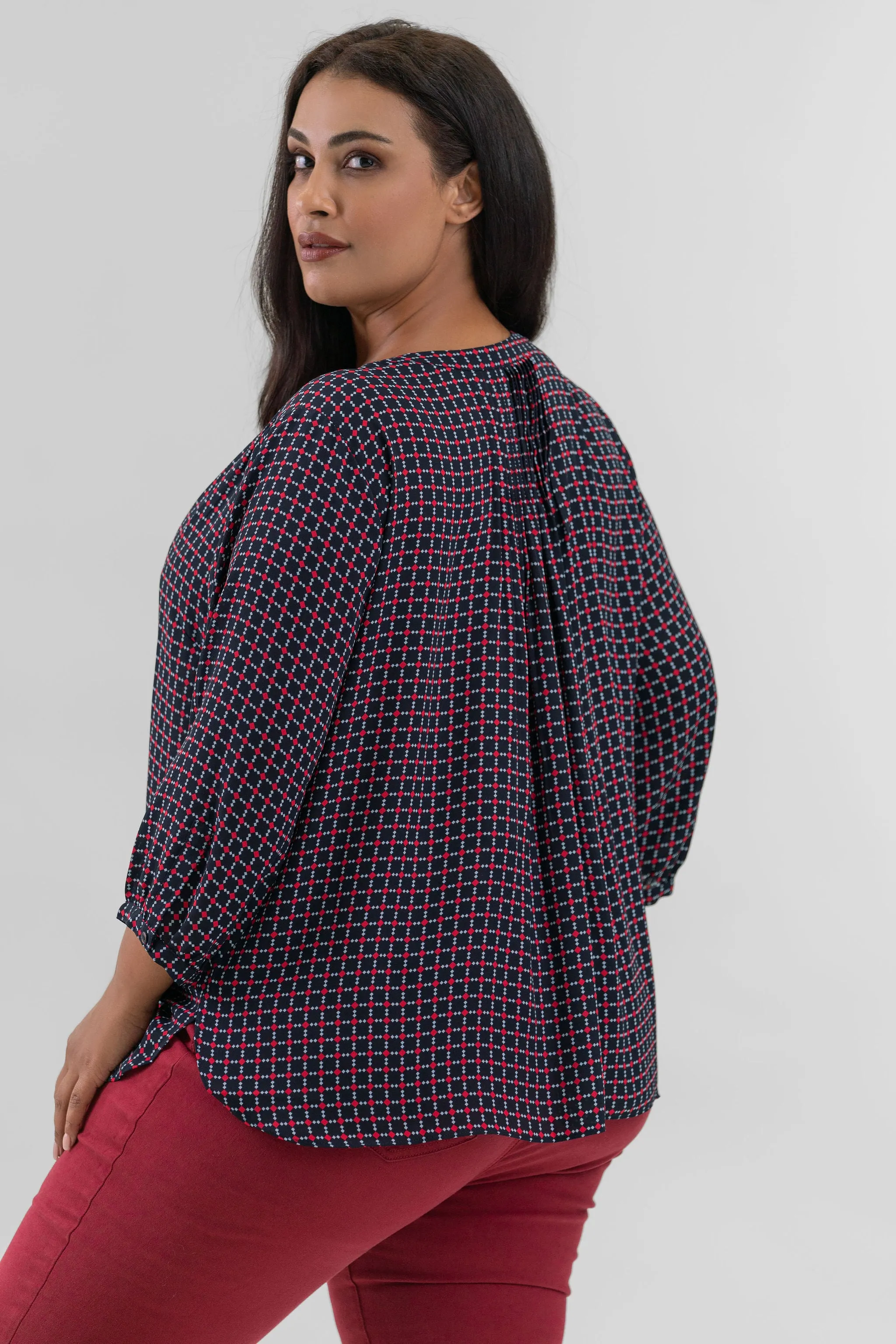 PINTUCK BLOUSE- Starlet Geo