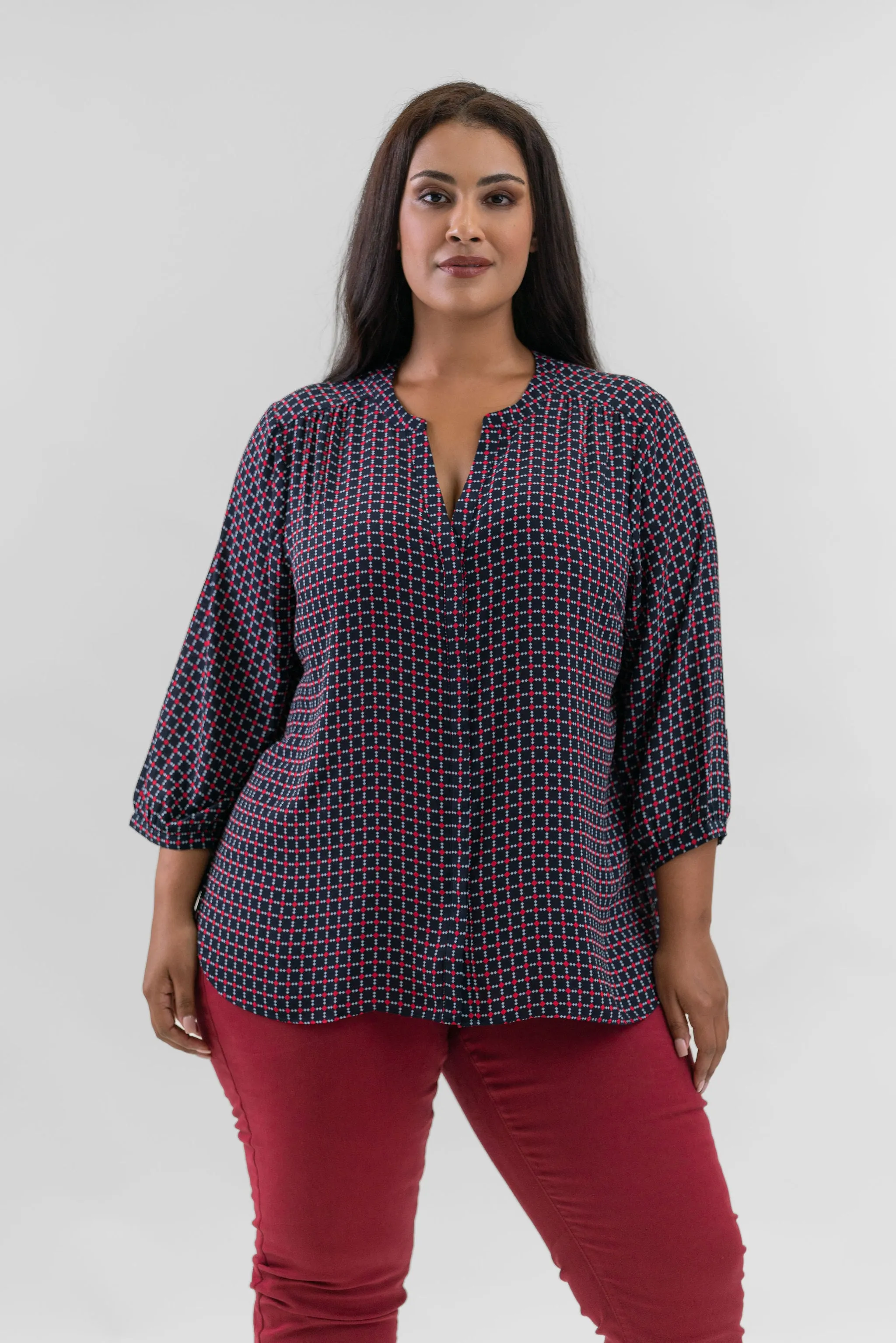 PINTUCK BLOUSE- Starlet Geo