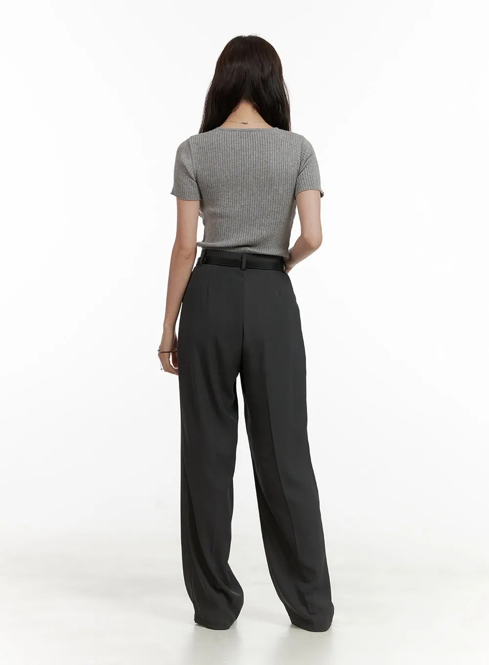 Pintuck Straight Trousers OU411