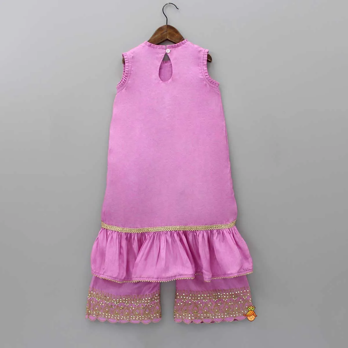 Pre Order: Sequins And Dori Embroidered High-Low Kurti With Palazzo