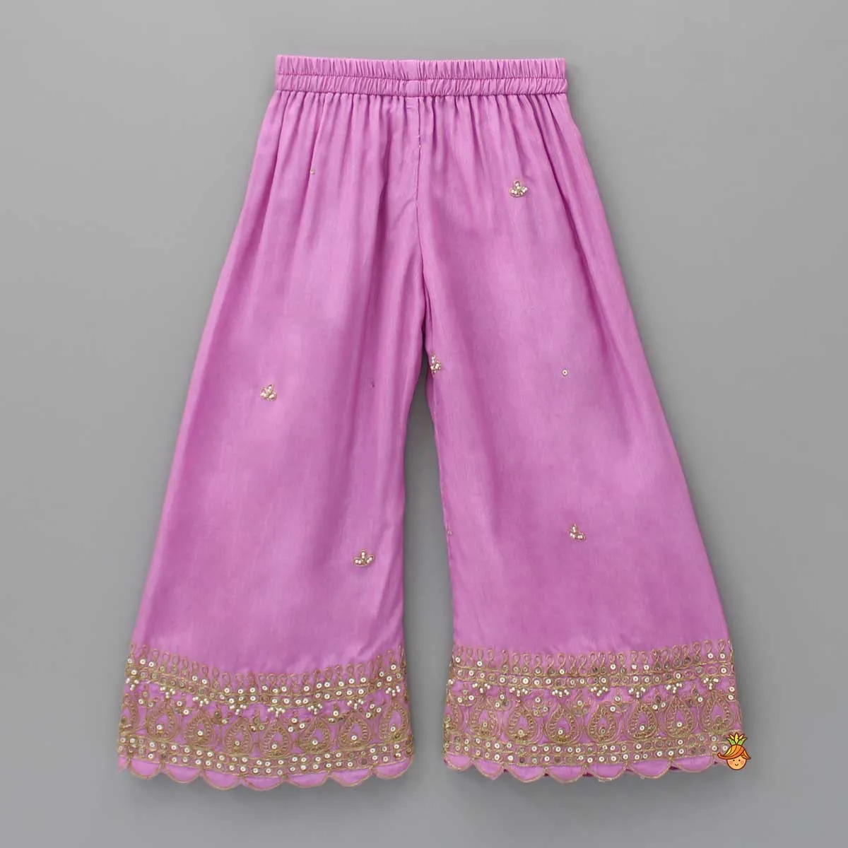 Pre Order: Sequins And Dori Embroidered High-Low Kurti With Palazzo