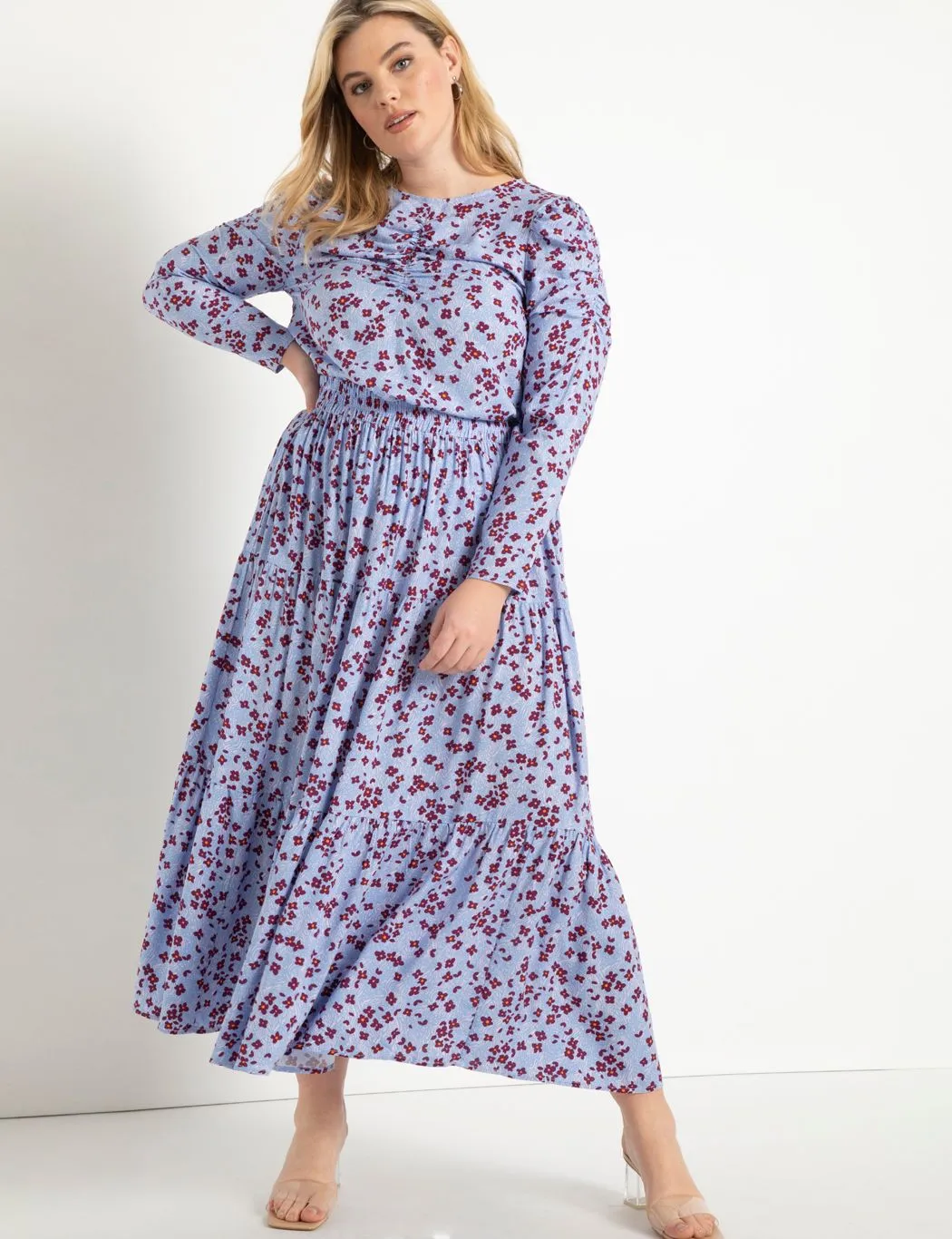 Puff Sleeve Crew Neck Blouse in Pretty Wild