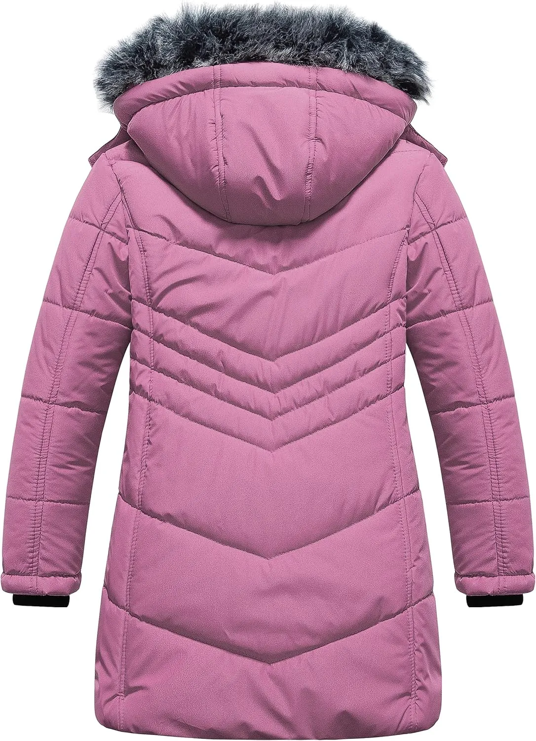 Pursky Girls' Warm Winter Coat Long Parka Fleece Lined Waterproof Puffer Jacket With Removable Hood
