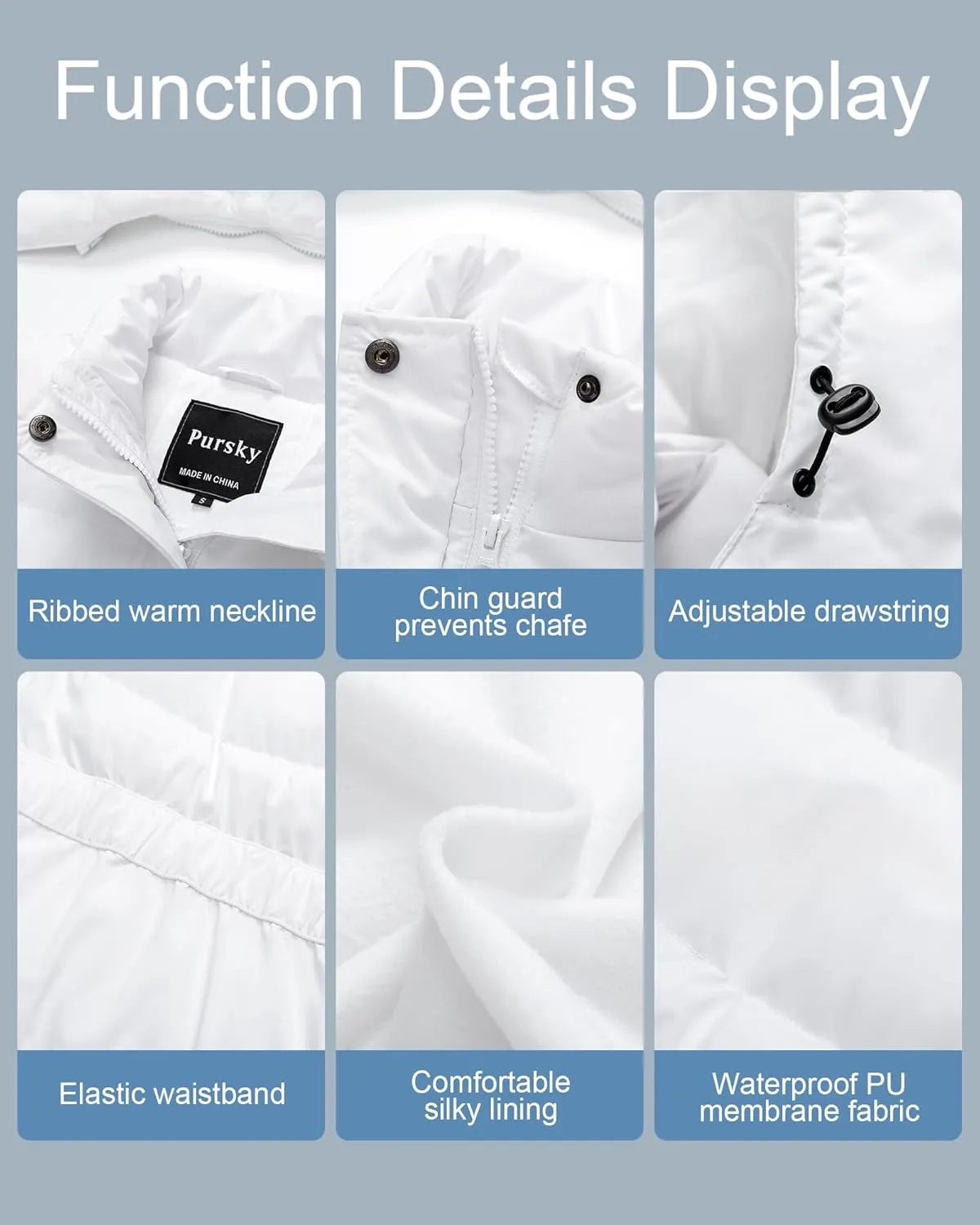 Pursky Women's Warm Winter Thicken Coat Waterproof Cropped Jackets Parka With Removable Hood
