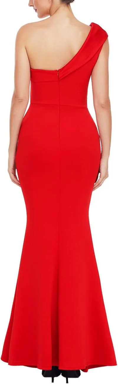 SEBOWEL Women's Sexy Off The Shoulder Bodycon Bow Applique Evening Gown Party Maxi Dress
