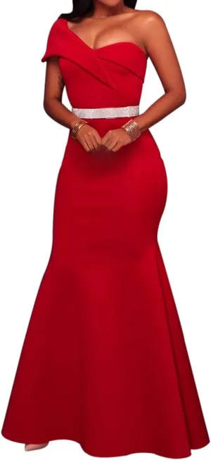 SEBOWEL Women's Sexy Off The Shoulder Bodycon Bow Applique Evening Gown Party Maxi Dress