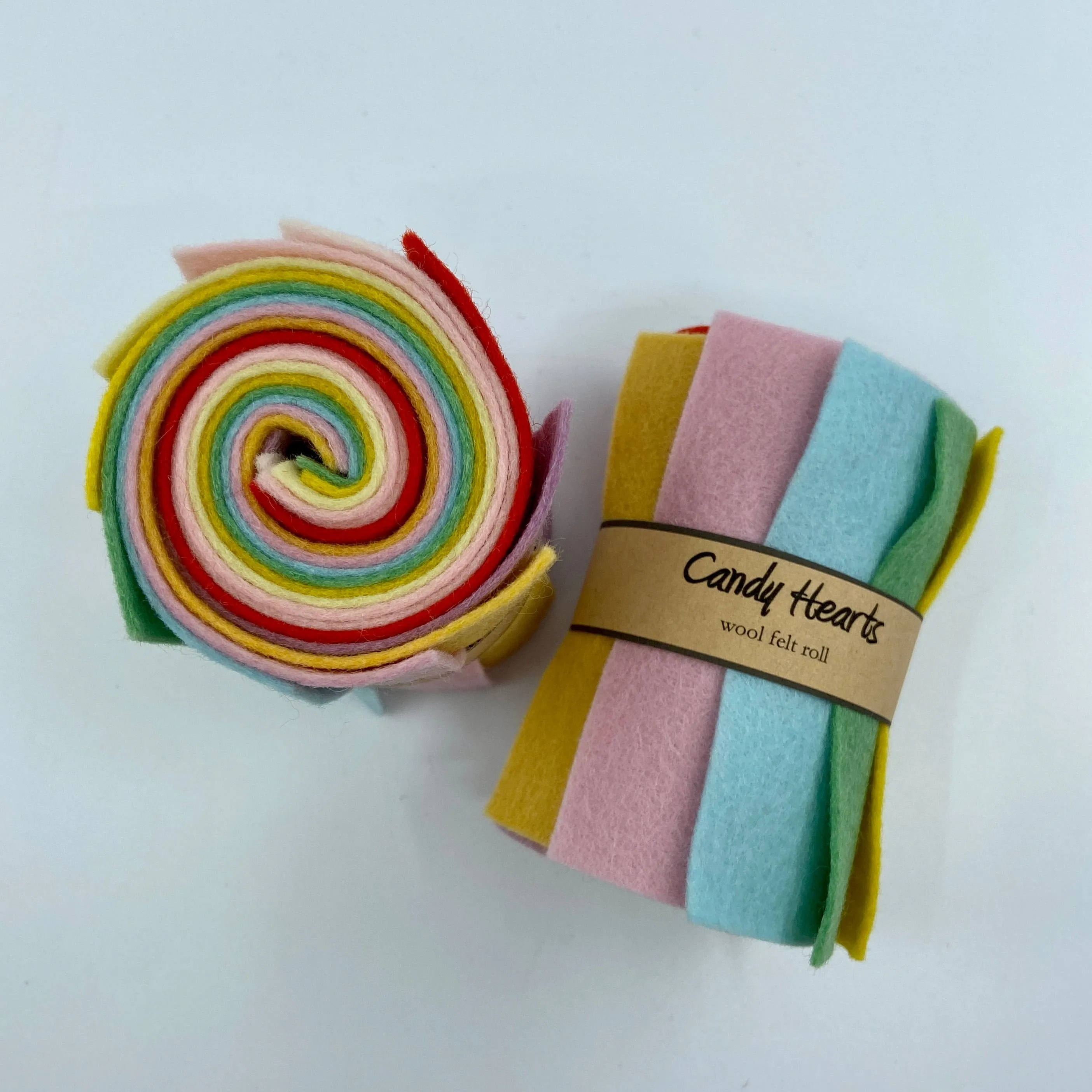 Small Wool Felt Roll - Candy Hearts