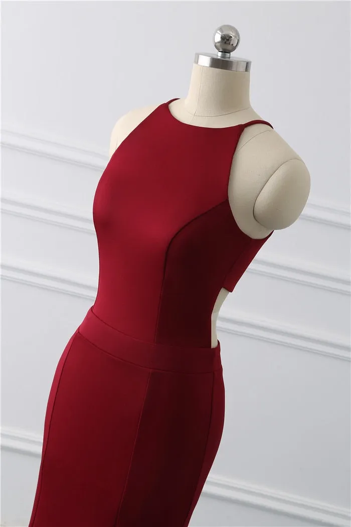 Tight Tunic Formal Party Evening Dress High Side Leg Split