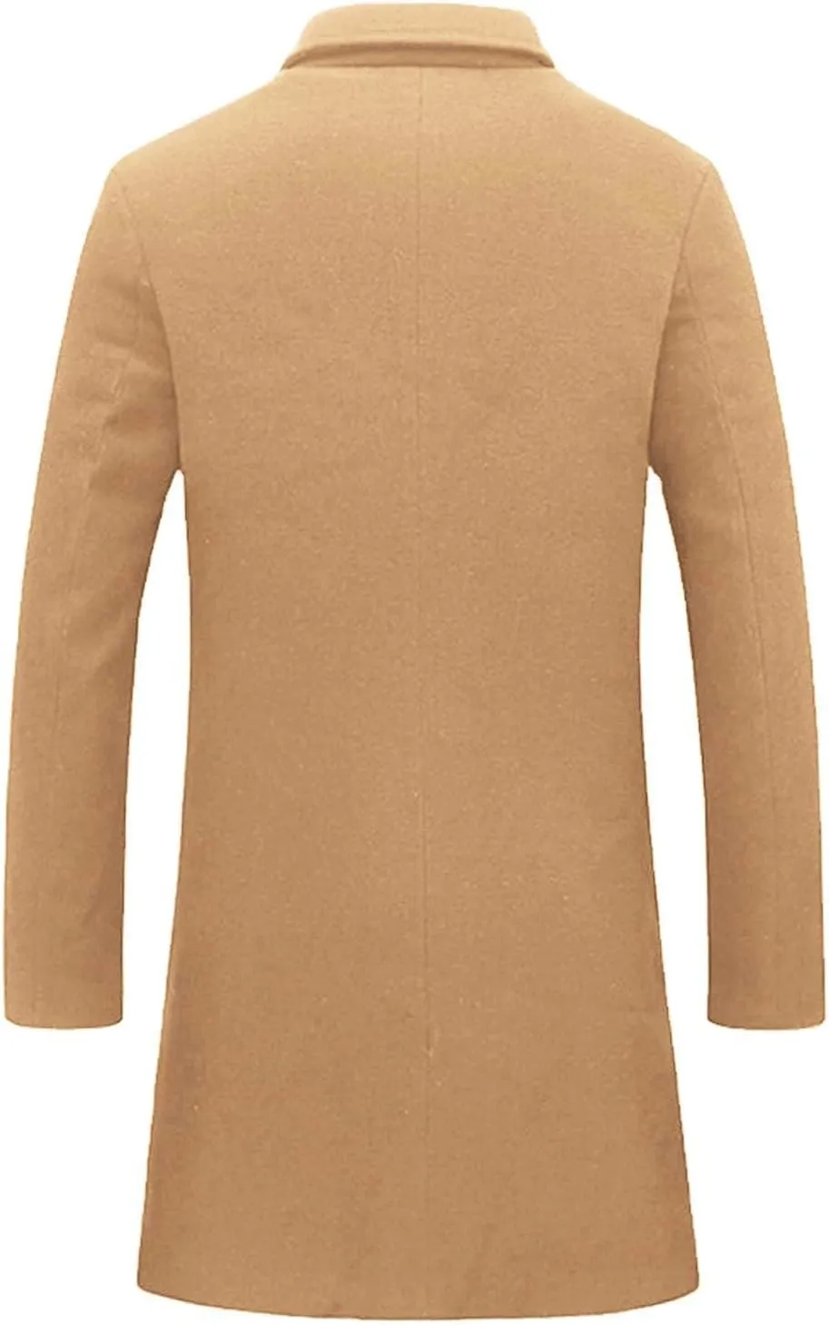 Trench Coat for Men Notched Lapel Single Breasted Long Peacoat Warm Winter Cotton Business Long Jacket Overcoat