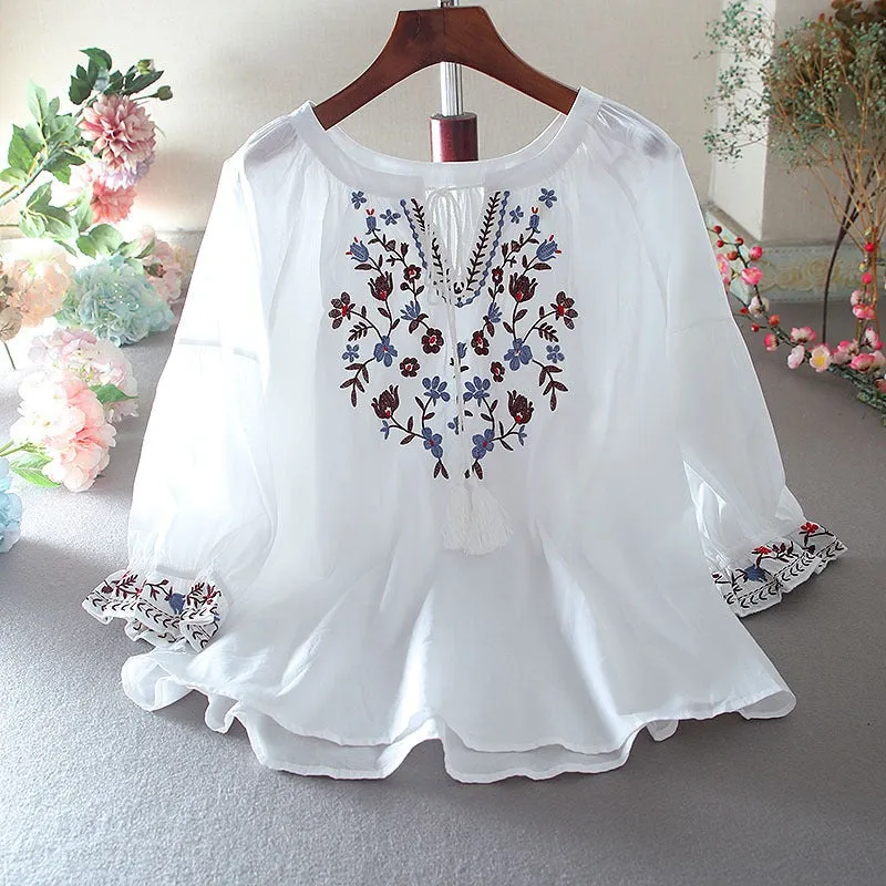 Ukrainian Heritage Embroidered Vyshyvanka Blouse