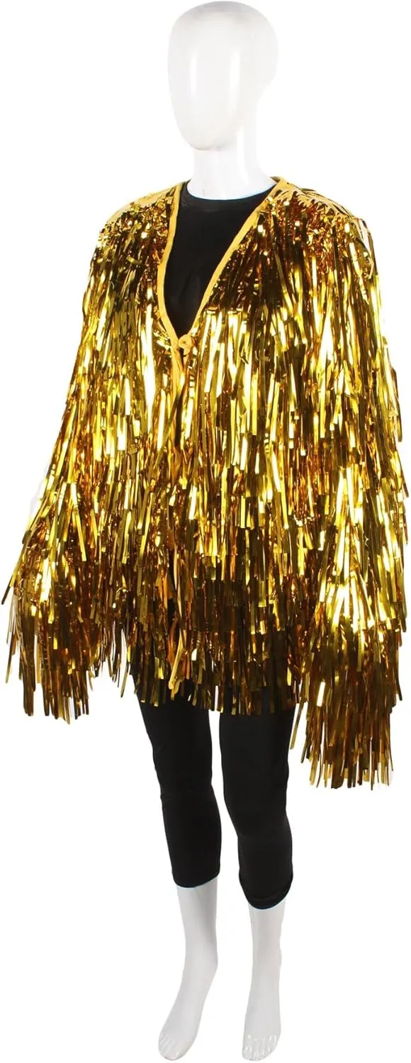 Unisex Thick Metallic Tinsel Foil Jacket - Extra Dense Shiny Glitter Costumes | Loose Fit Festival Rave Outfits