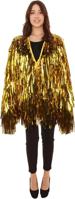Unisex Thick Metallic Tinsel Foil Jacket - Extra Dense Shiny Glitter Costumes | Loose Fit Festival Rave Outfits