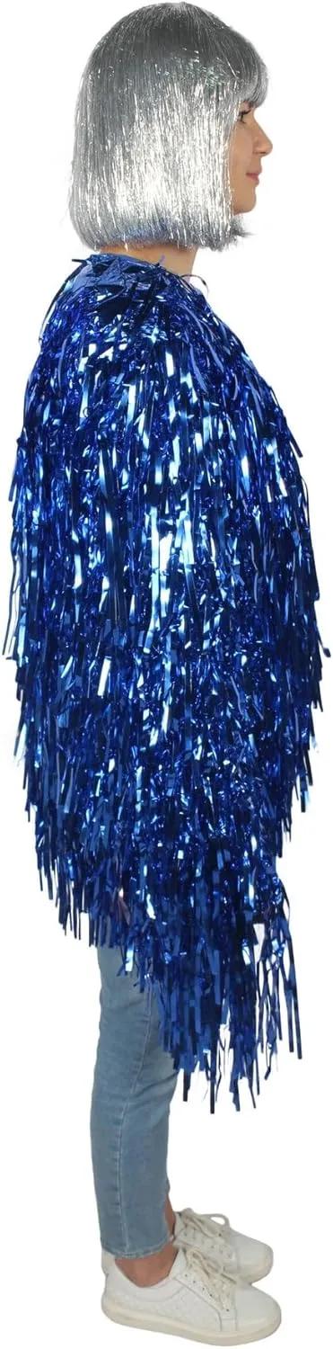 Unisex Thick Metallic Tinsel Foil Jacket - Extra Dense Shiny Glitter Costumes | Loose Fit Festival Rave Outfits