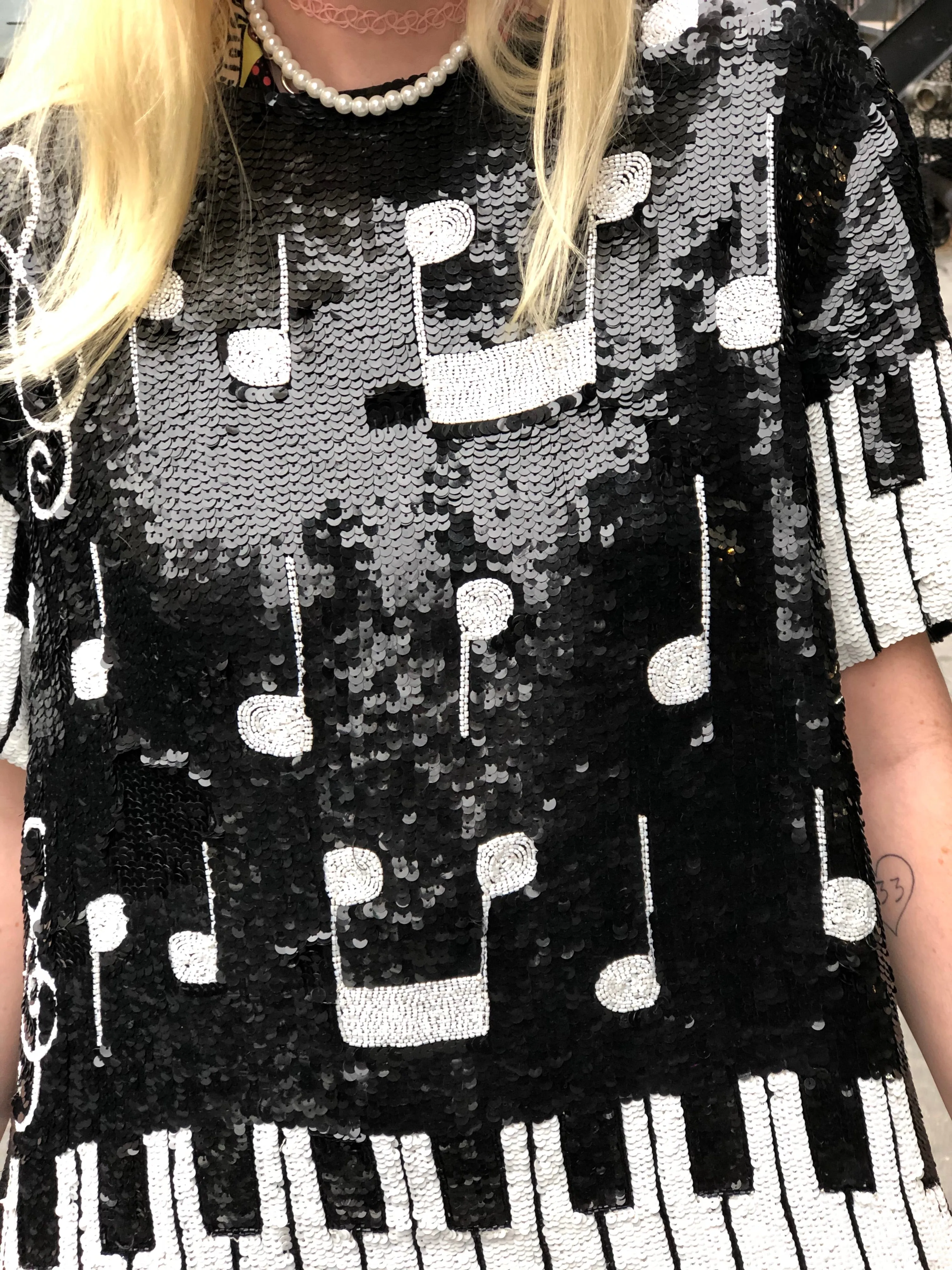 Vintage 80s Sequin Piano Key Sequin Top