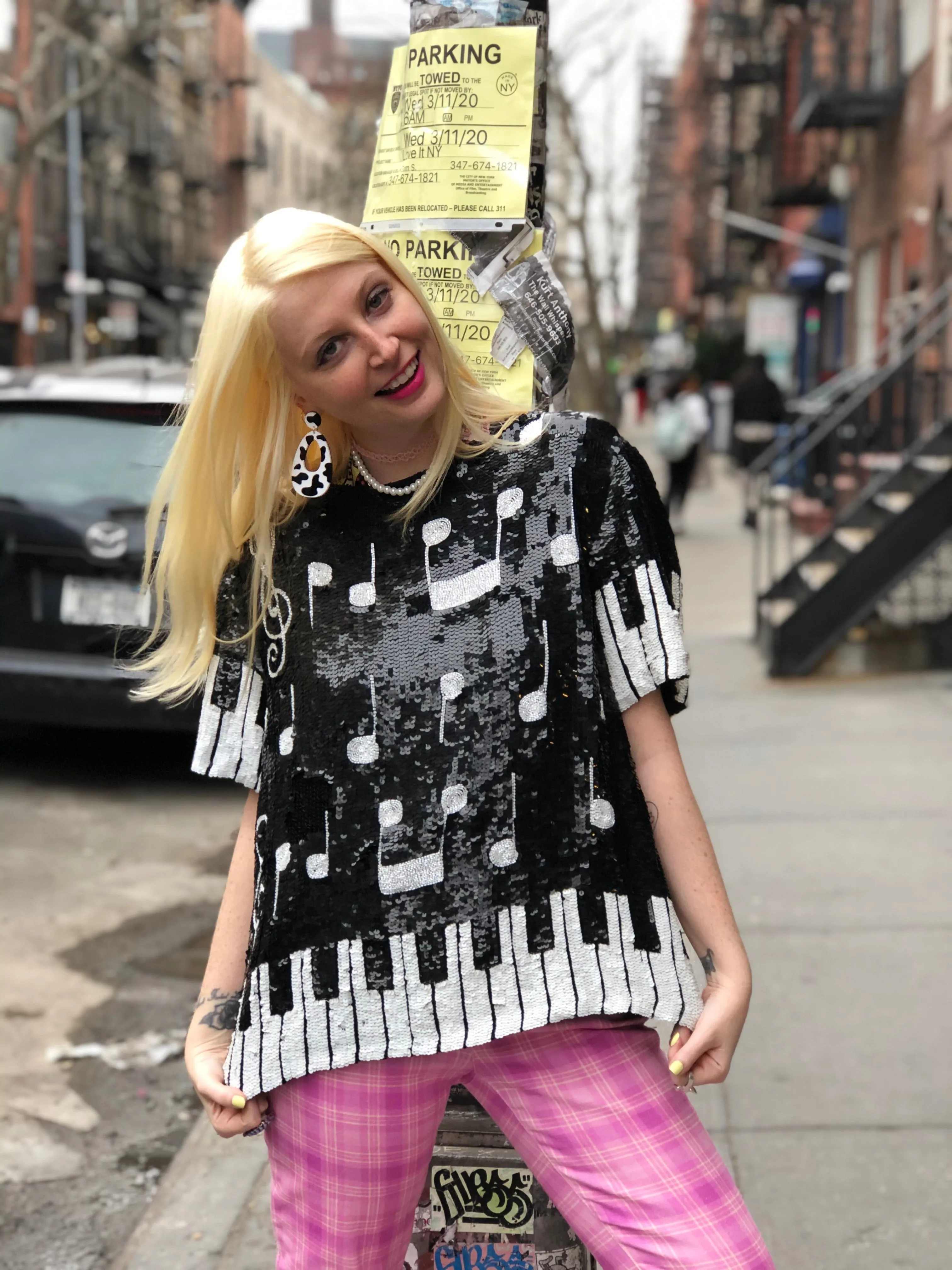 Vintage 80s Sequin Piano Key Sequin Top