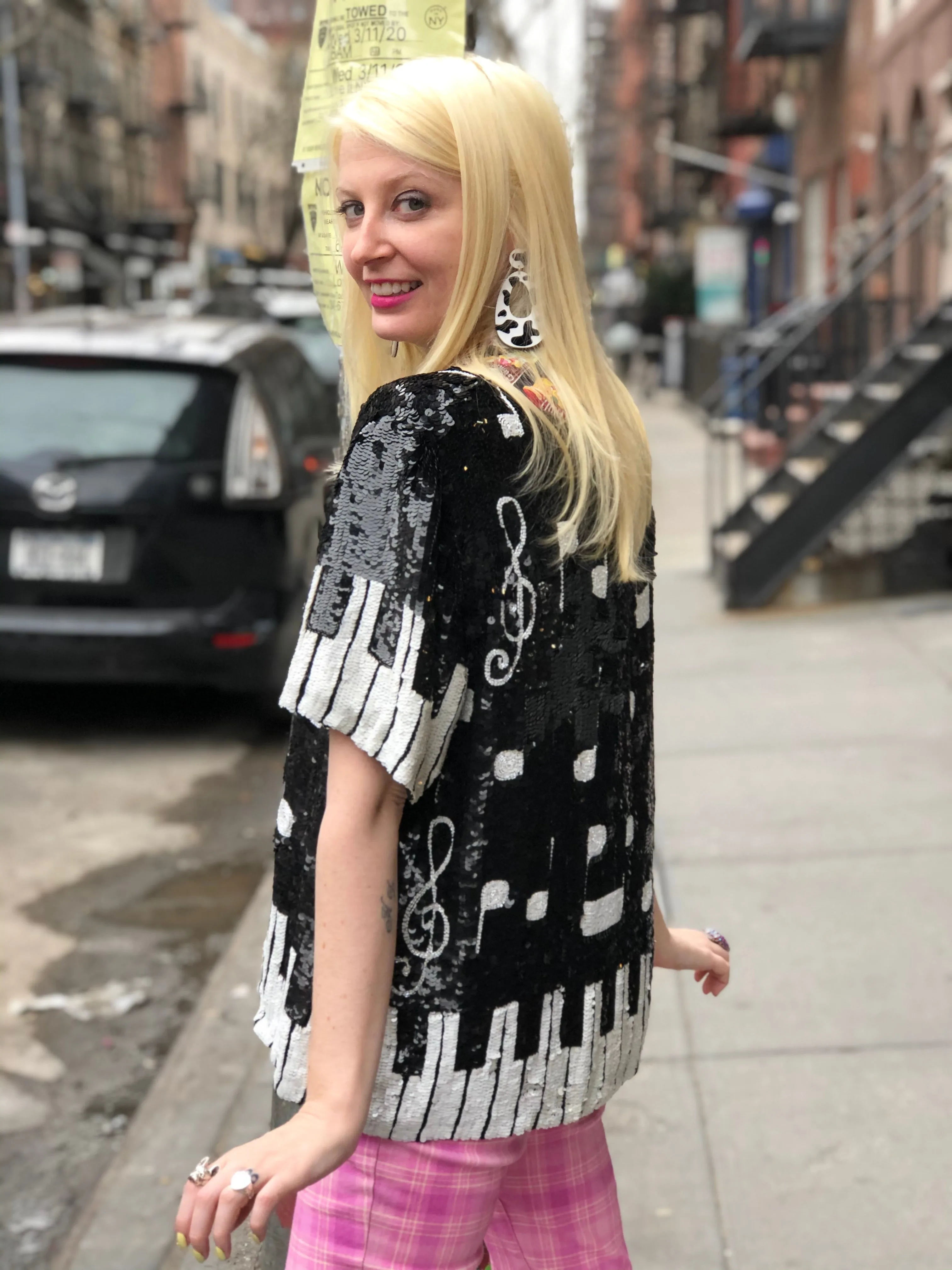 Vintage 80s Sequin Piano Key Sequin Top