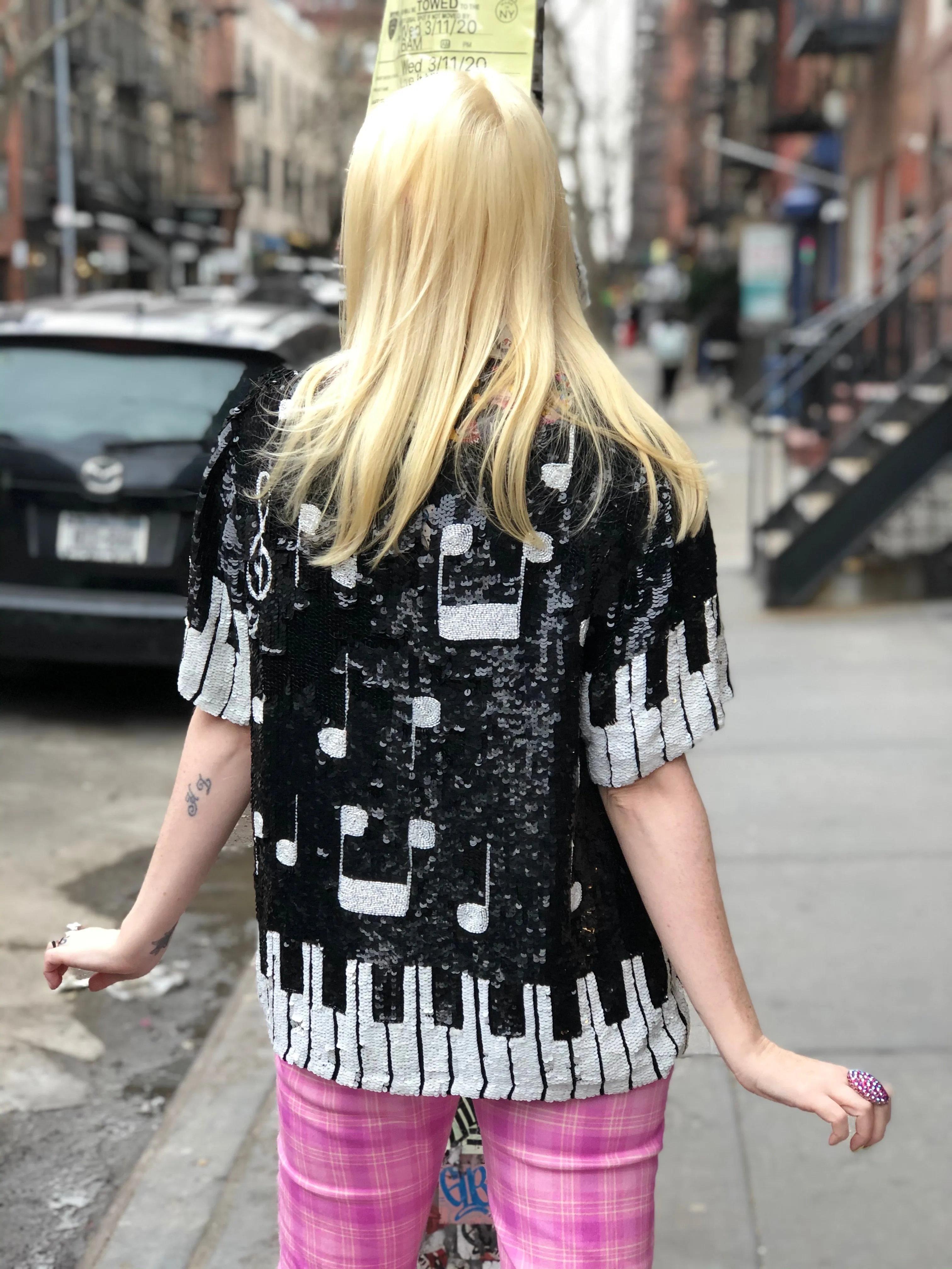 Vintage 80s Sequin Piano Key Sequin Top