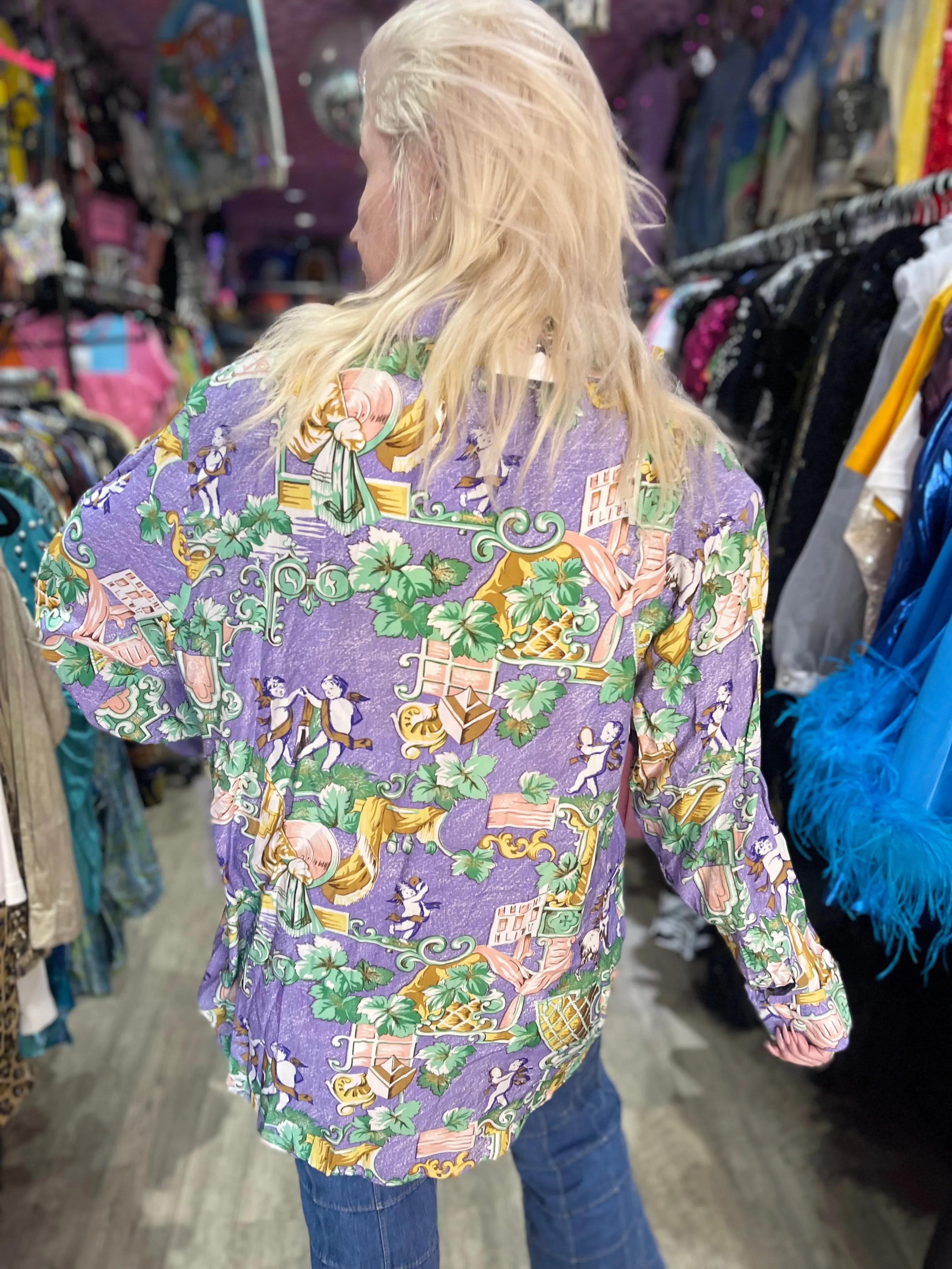 Vintage 90s Lavender Cherubs Blouse