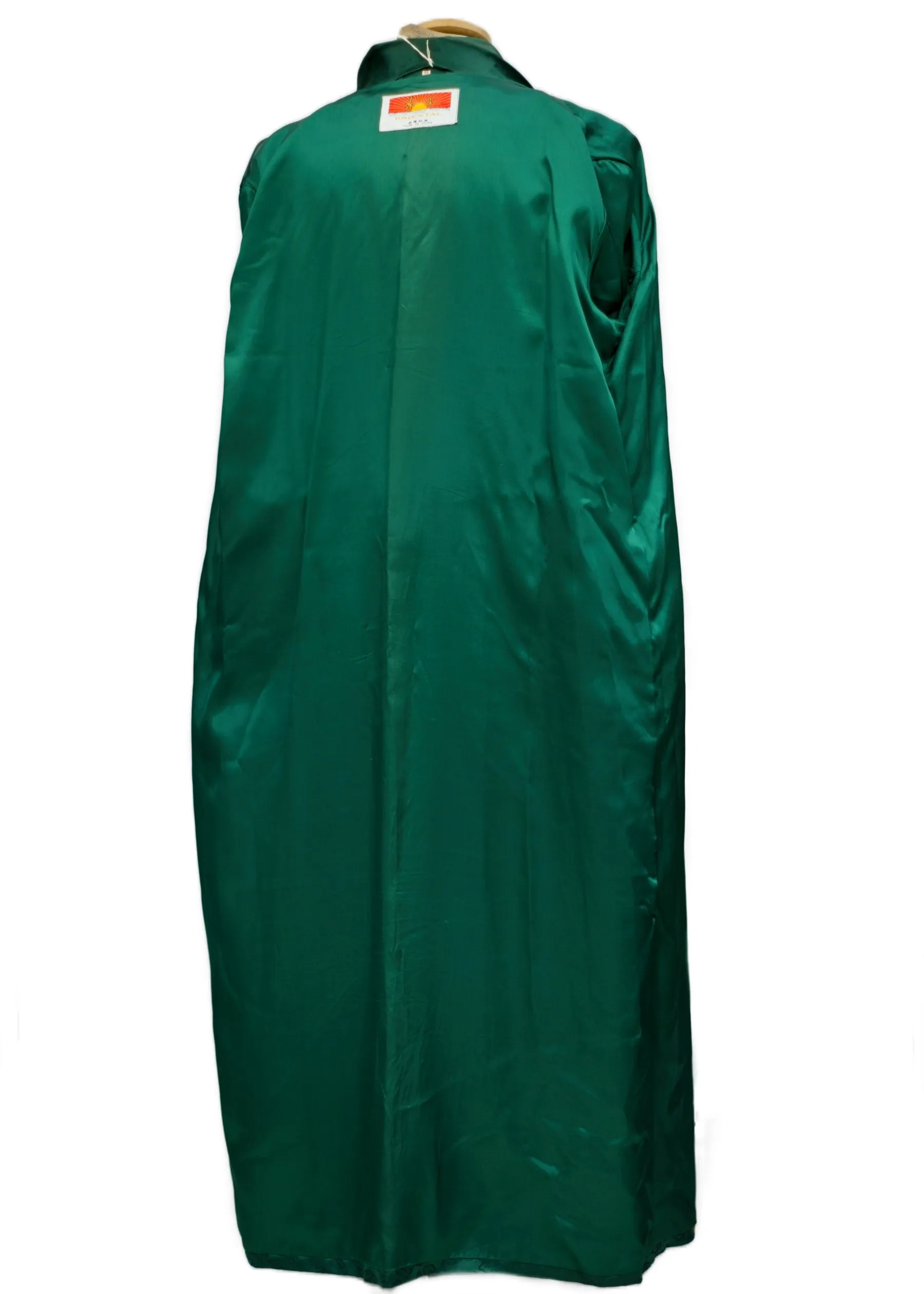 Vintage Men's Green Satin Brocade Gold Dragon Robe Dressing Gown