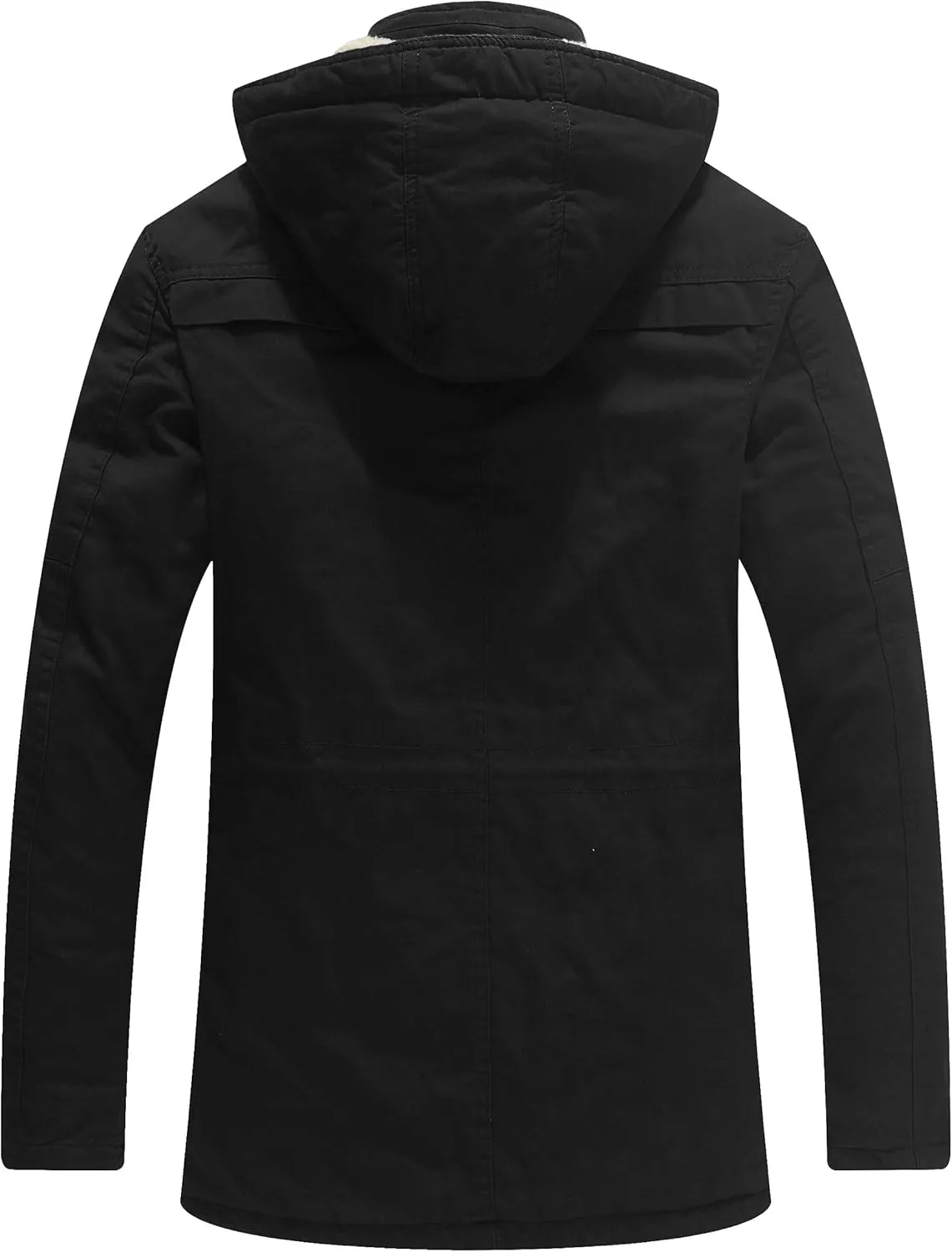 WenVen Men's Winter Sherpa Parka Mid Length Thicken Military Style Warm Jacket with Removable Hood