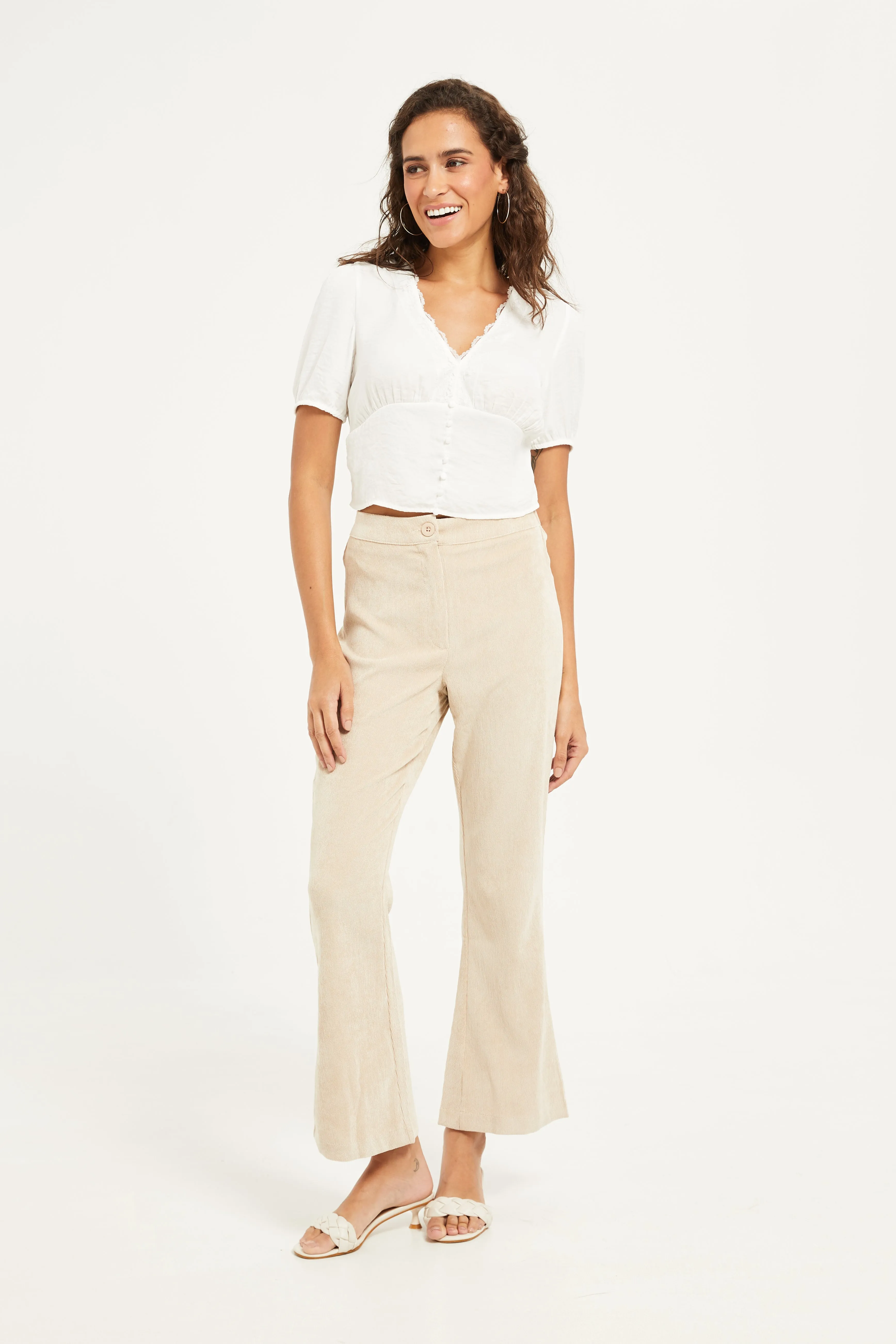 Women Beige Flare Trouser