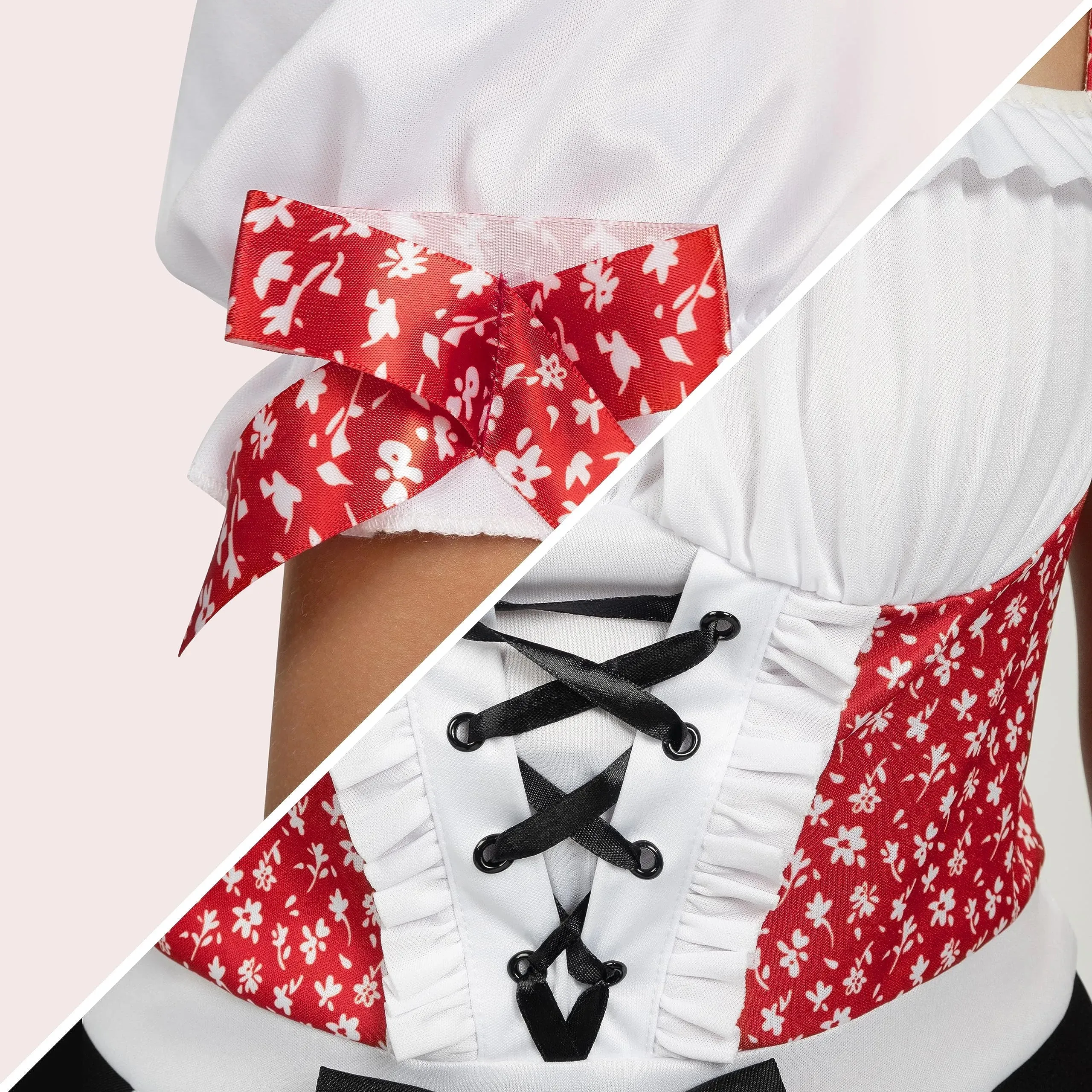 Women German Oktoberfest Costume Set, Black and Red German Beer Girl Dress