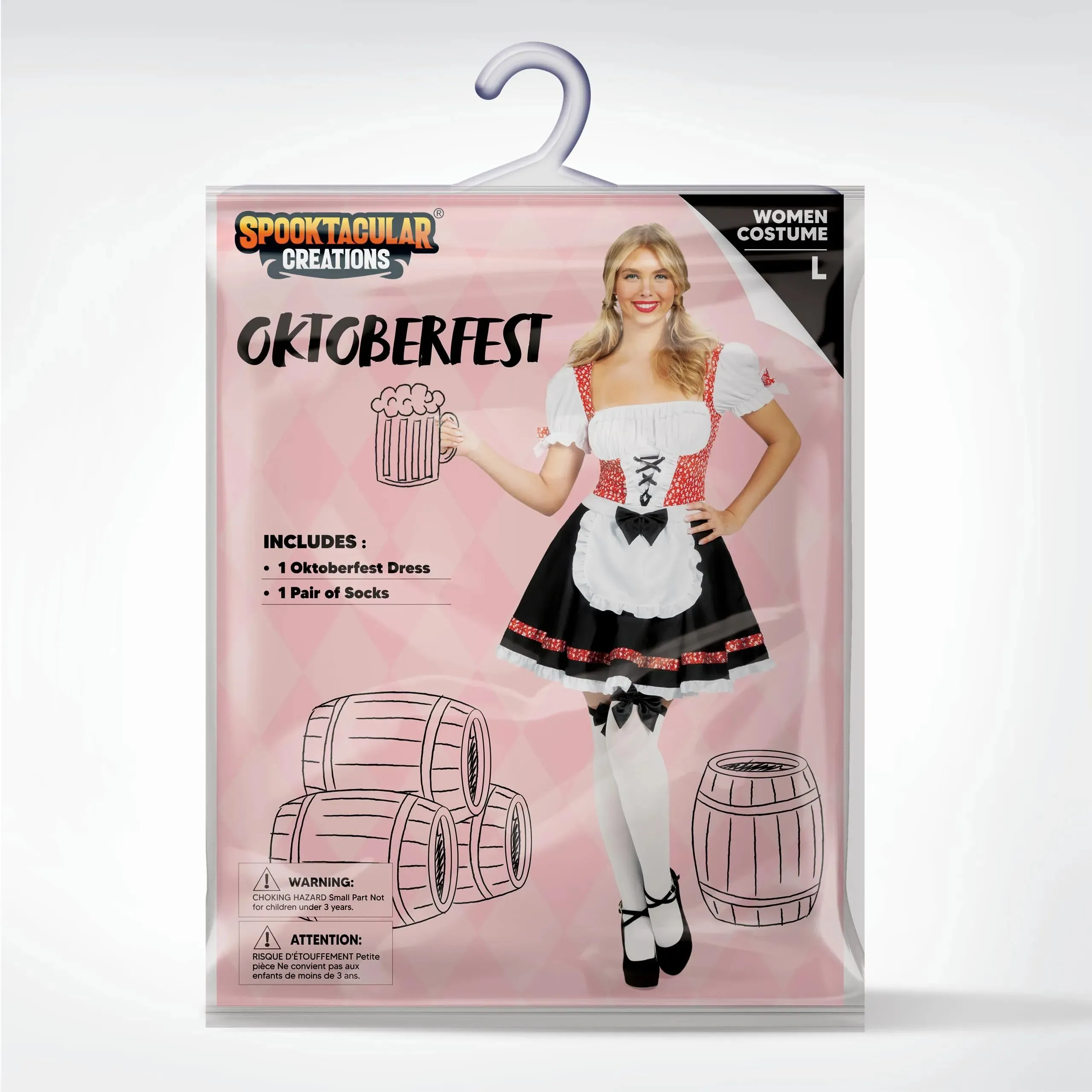 Women German Oktoberfest Costume Set, Black and Red German Beer Girl Dress