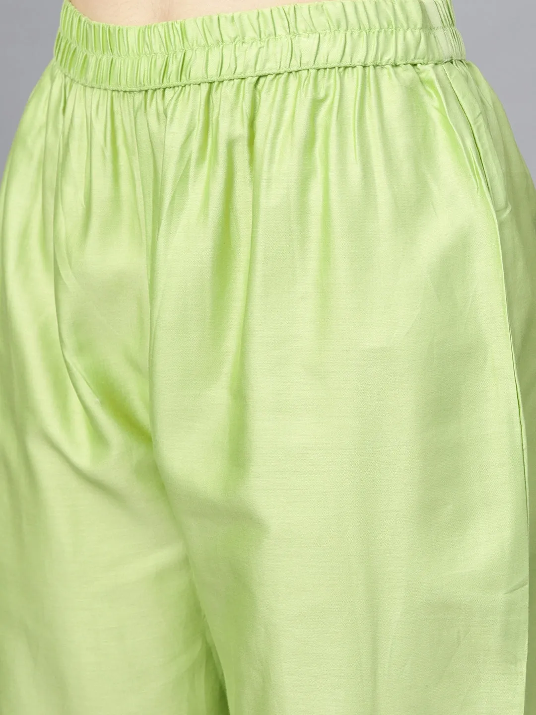 Women Green Straight Kurta Set