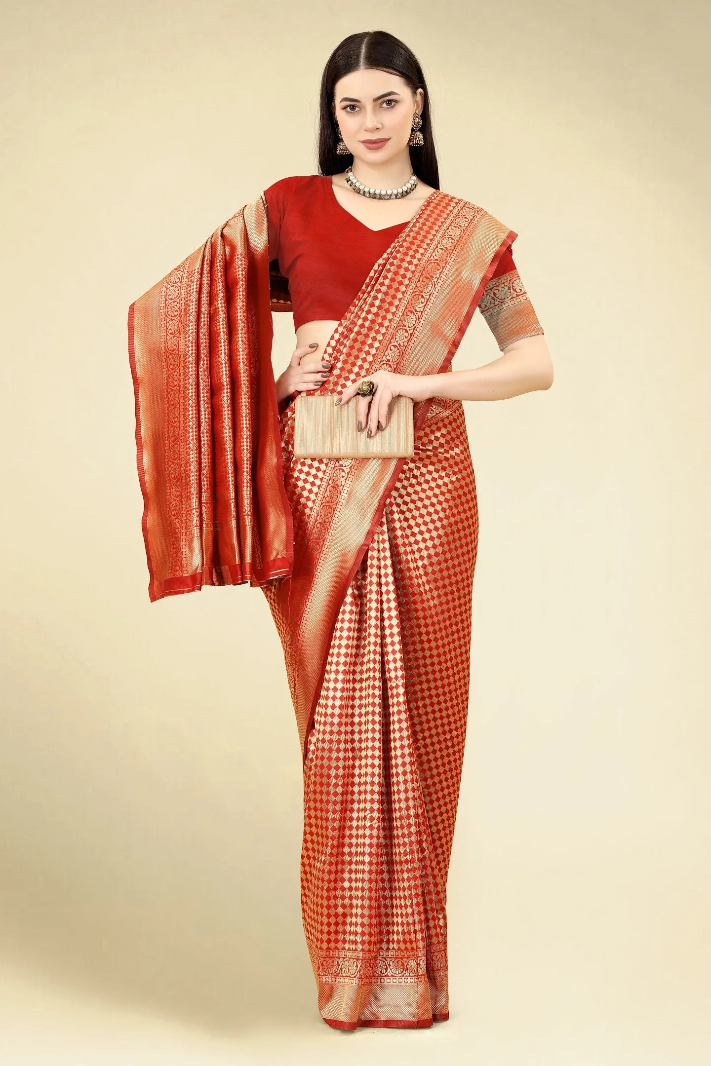 Women Party Wear Designer Red Colour Banarasi Silk Saree Collection