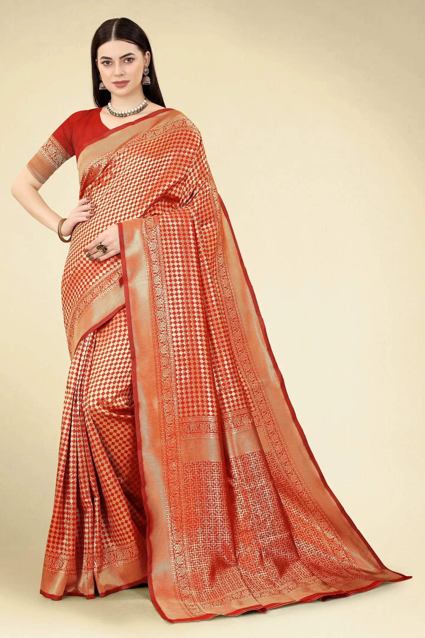 Women Party Wear Designer Red Colour Banarasi Silk Saree Collection
