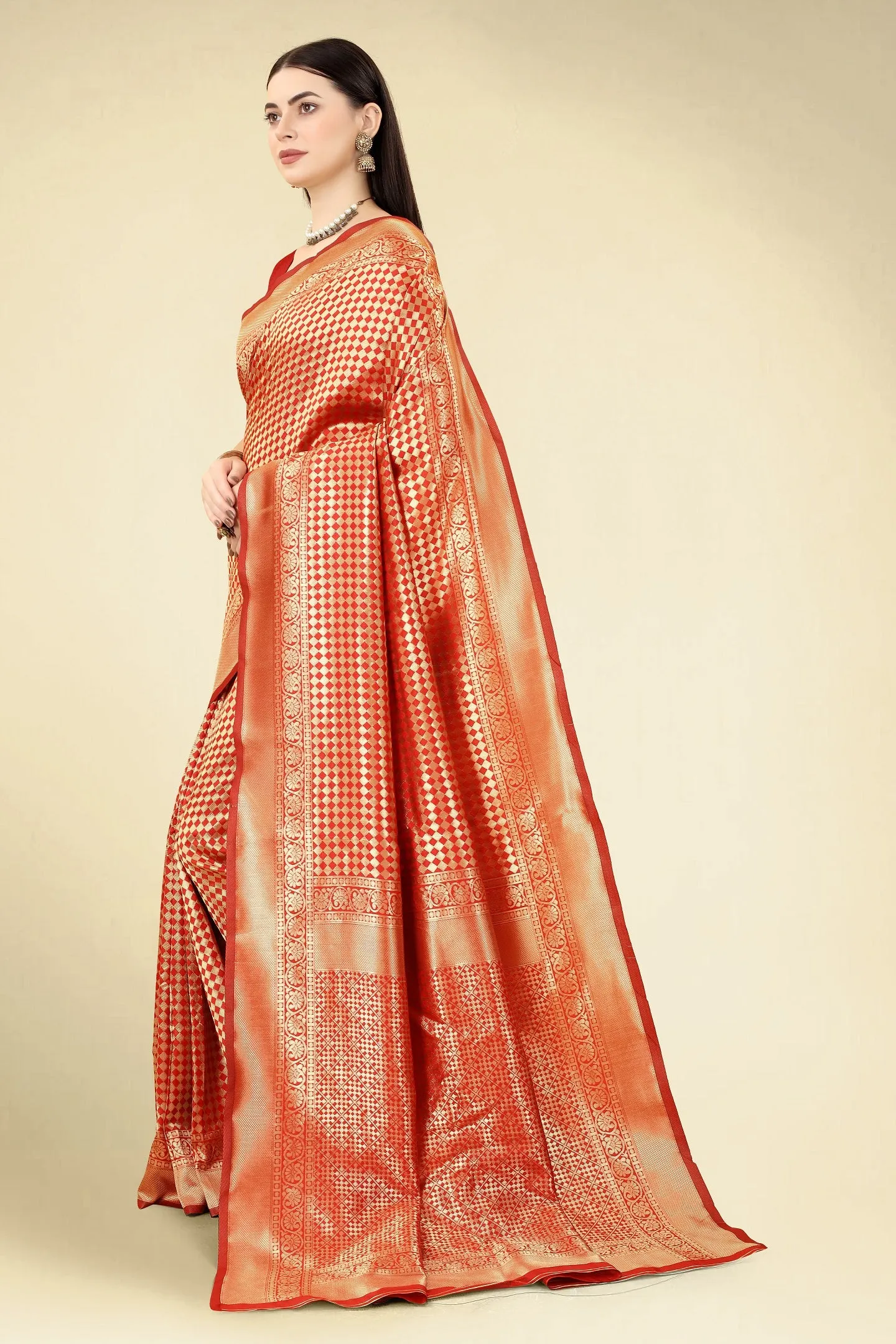 Women Party Wear Designer Red Colour Banarasi Silk Saree Collection