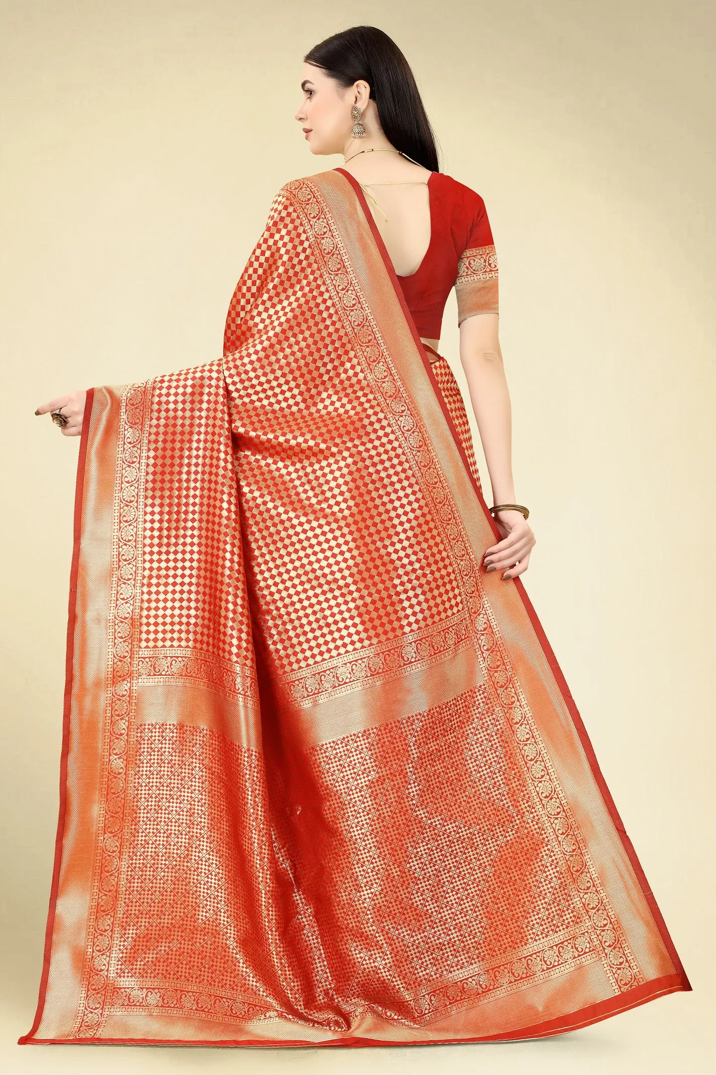 Women Party Wear Designer Red Colour Banarasi Silk Saree Collection