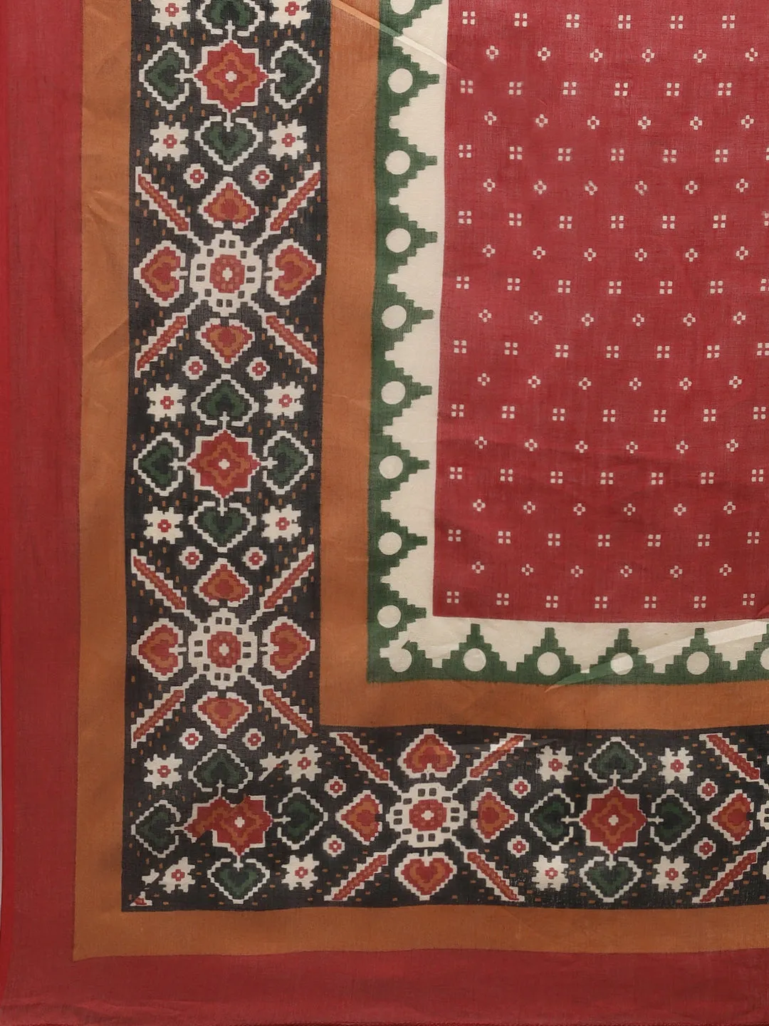 Women Red And Black Pure Cotton Kurta Set With Dupatta