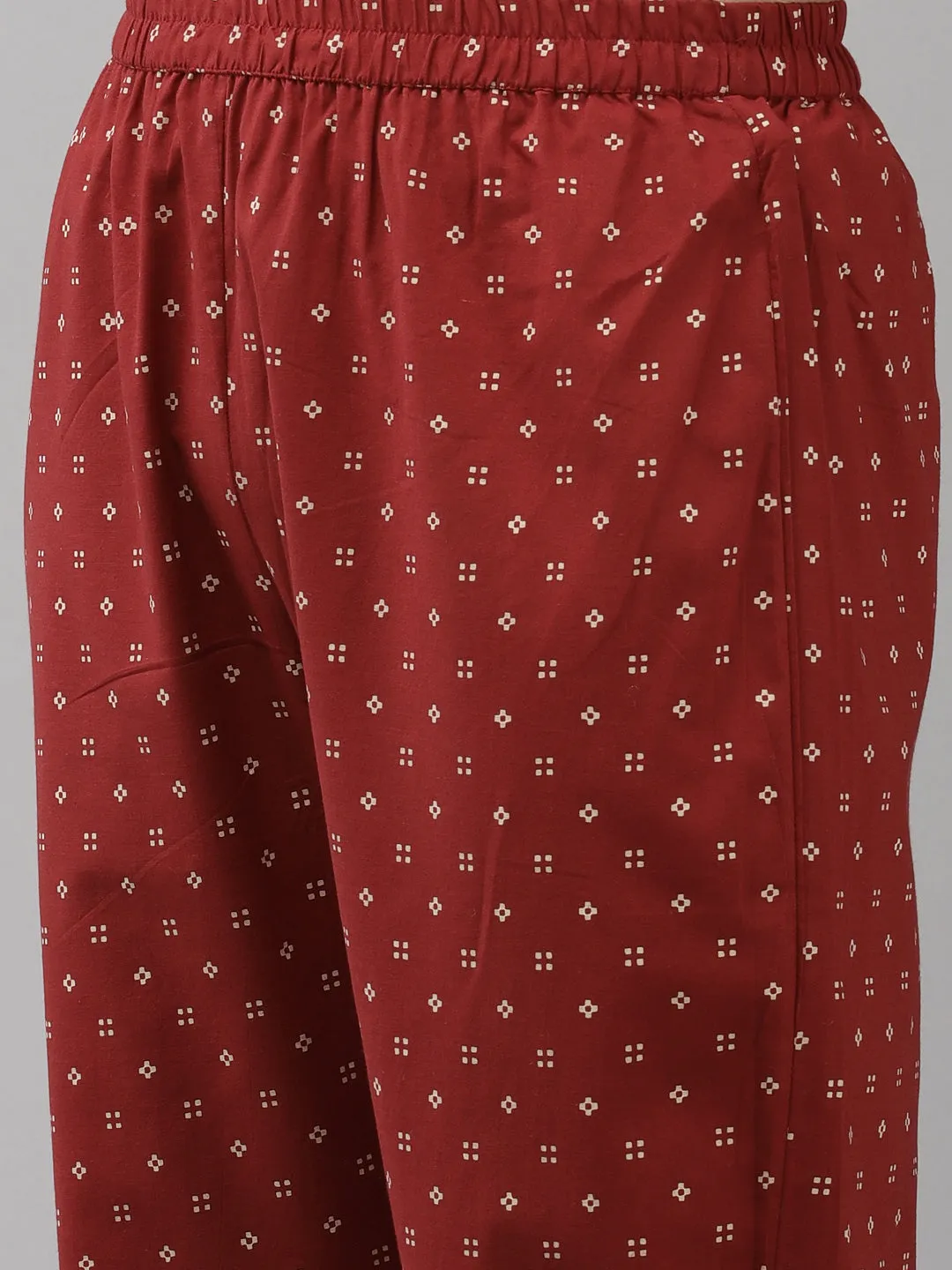 Women Red And Black Pure Cotton Kurta Set With Dupatta