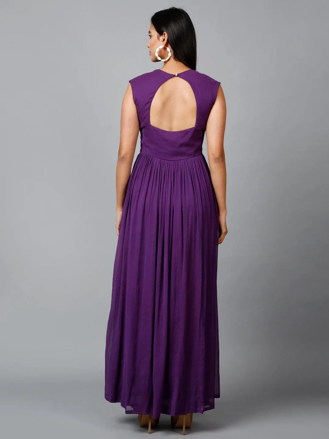 Women's Drape Chiffon Party/ Evening/ Gown in Purple